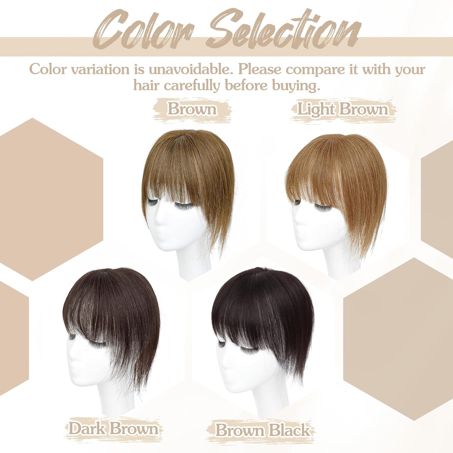 Human Hair Toppers for Women - 150% Density Clip-In Hairpiece with Bangs | 10-Inch Ash Brown for Thinning Hair