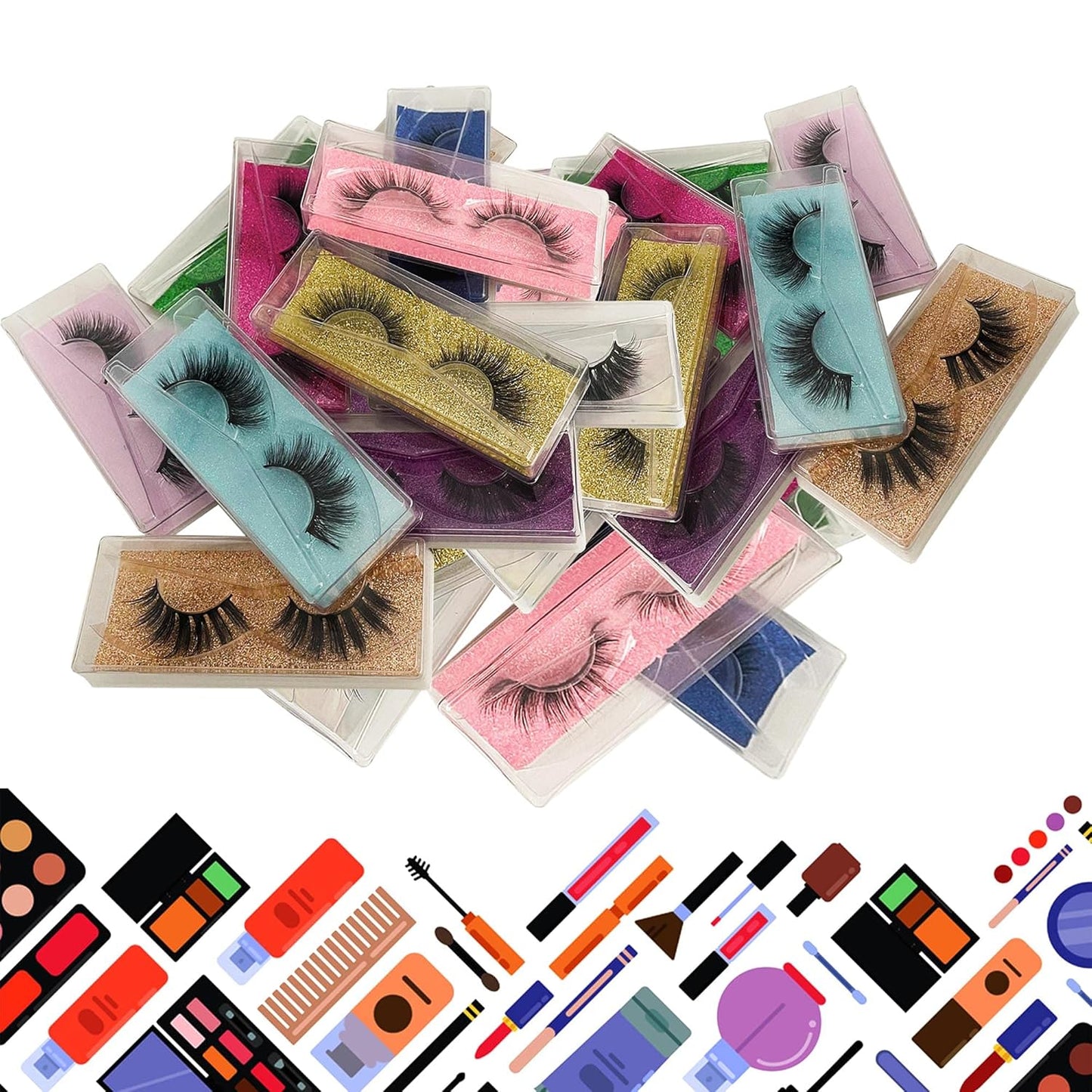 Mikiwi 30 Pack 5D Fake Mink Eyelashes - Fluffy Natural Volume | 12-20mm Individual Faux Mink Lashes