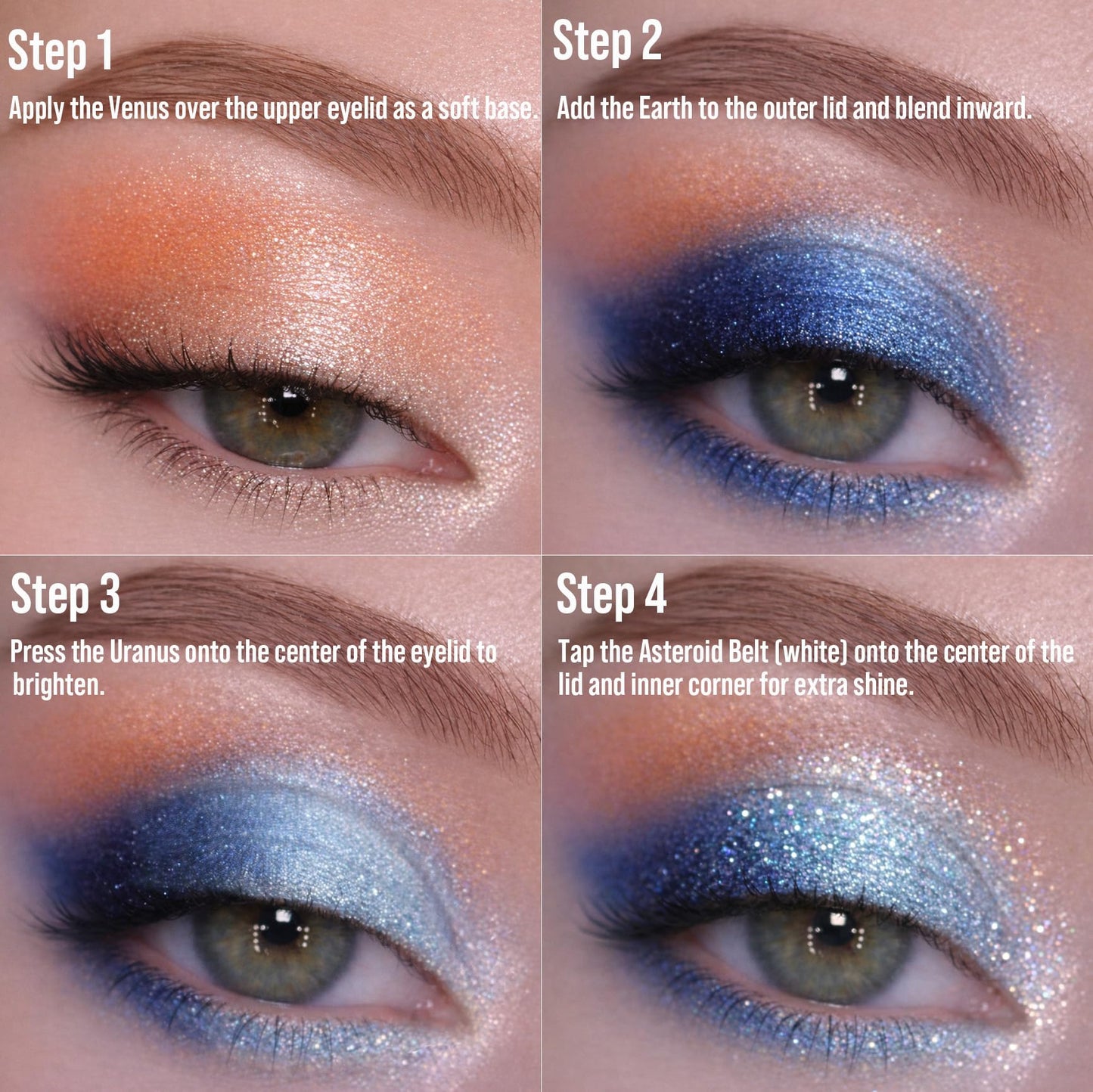 Tintark Galactic Assemble Eyeshadow Palette, 14 Solar System Shimmer Shades, 3D Planet Design, Wet Pressed Metallic Powder, Talc Free Vegan Galaxy Makeup Gift for Women Teens