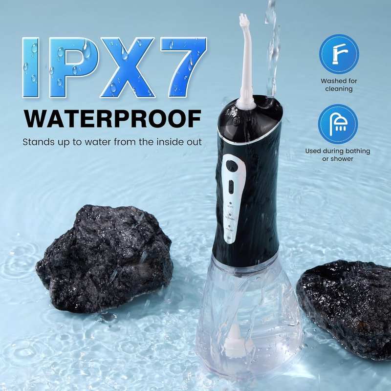 Rechargeable Water Flosser for Teeth Cleaning - Portable Oral Irrigator | IPX7 Waterproof, 5 Tips Included