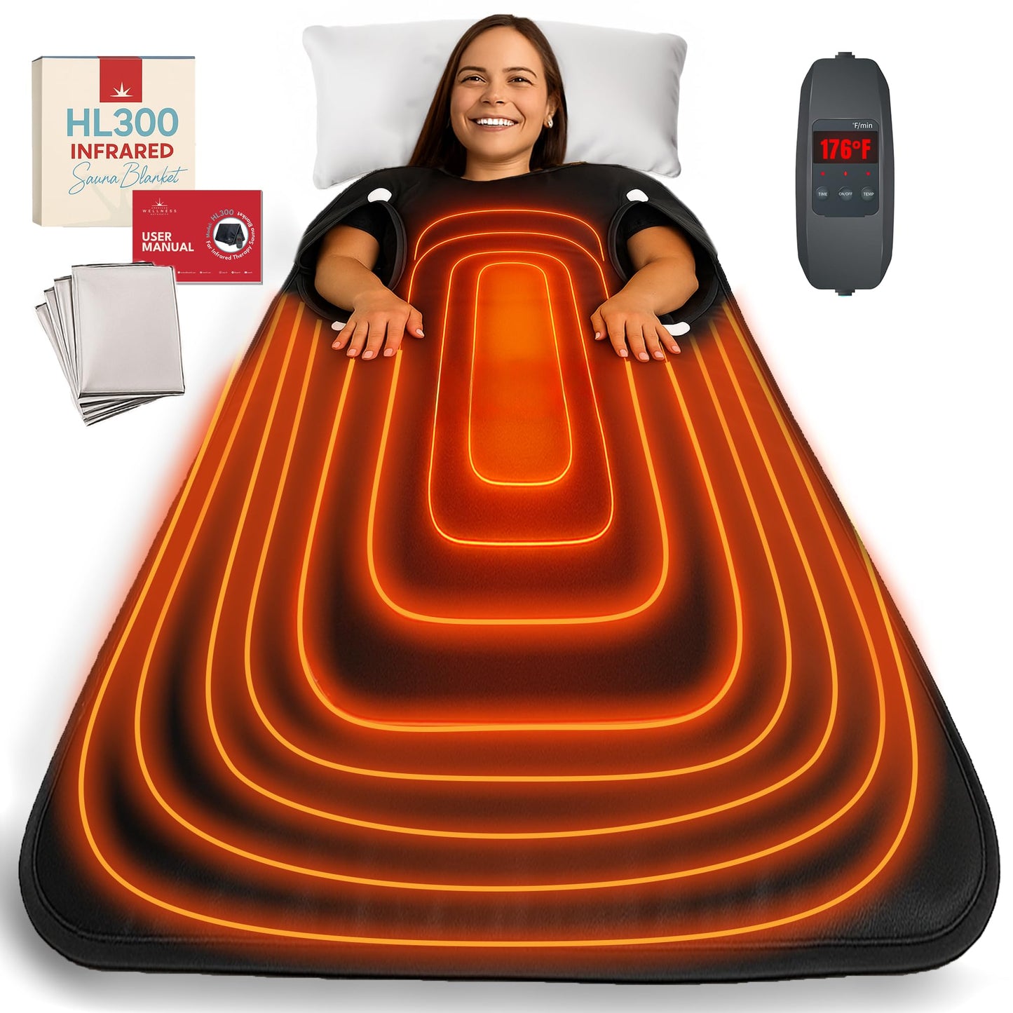 Infrared Sauna Blanket - Portable Sauna Blanket for Home Weight Loss and Detox, Personal Far Infrared Dry Therapy Bag for One Person Relaxation with Adjustable Temp 95-176°F. 110V 500 Watts 70" x 31"