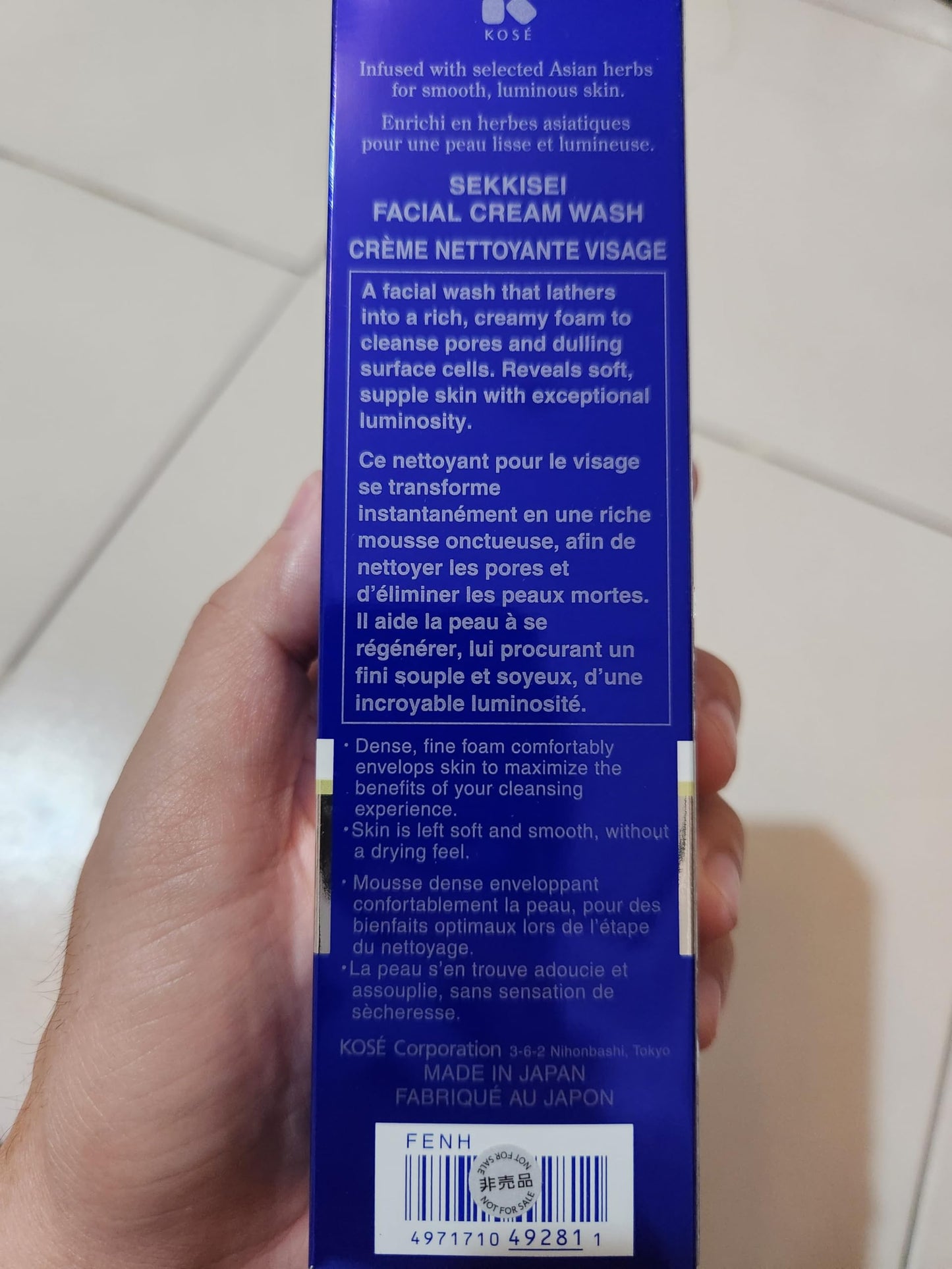 SEKKISEI Facial Cream Wash, Hydrating & Creamy Face Cleanser, Moisturizing, Gentle Foaming Formula Removes Impurities, Dead Skin Cells & Excess Oil for All Skin Types, 4.5 oz