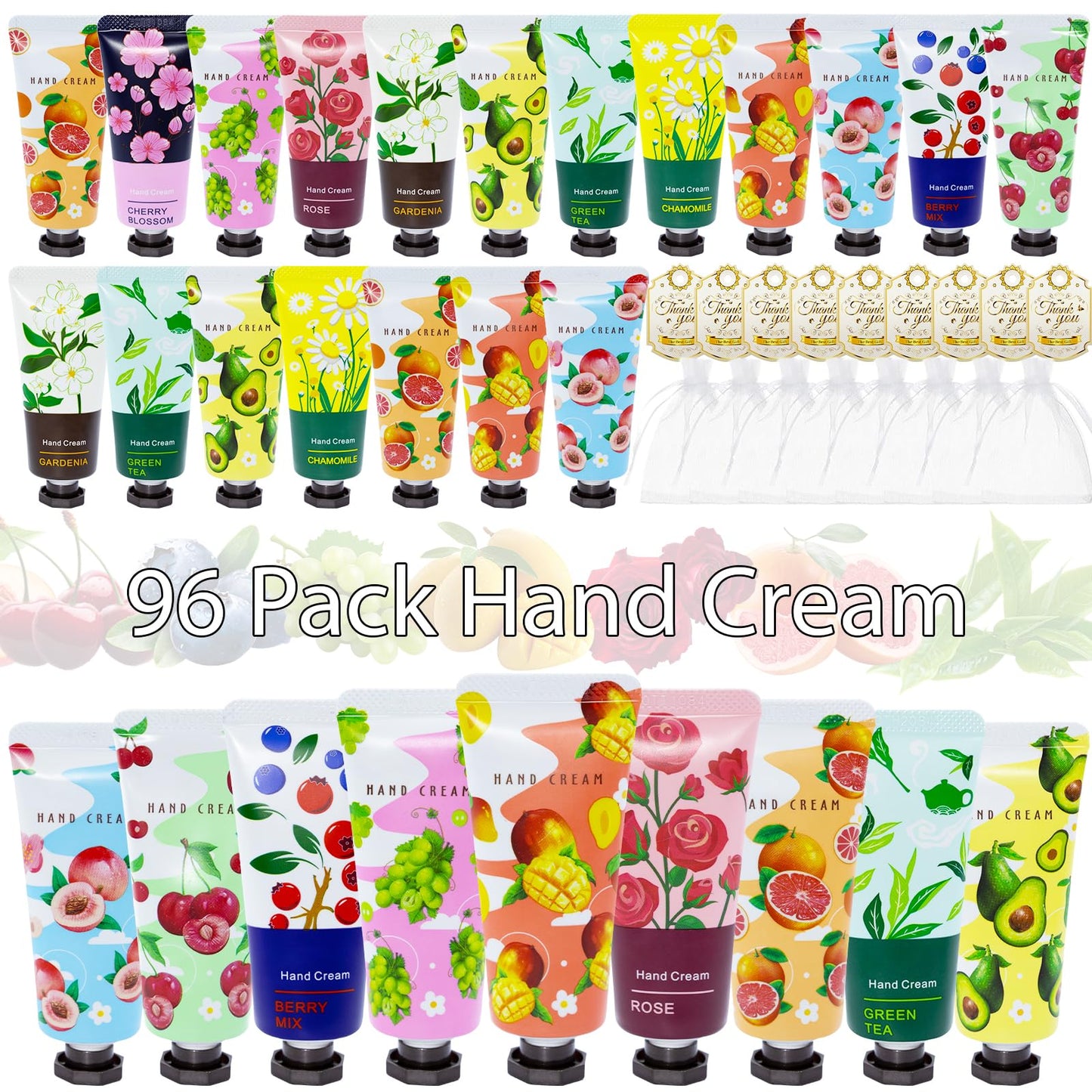 Comdian 96 Pack Hand Cream for Women, Mini Hand Lotion Travel Size for Dry Cracked Care, Natural Plant Fragrance Moisturizer Present Set for Mother, Teacher Appreciation and Bridesmaid Present