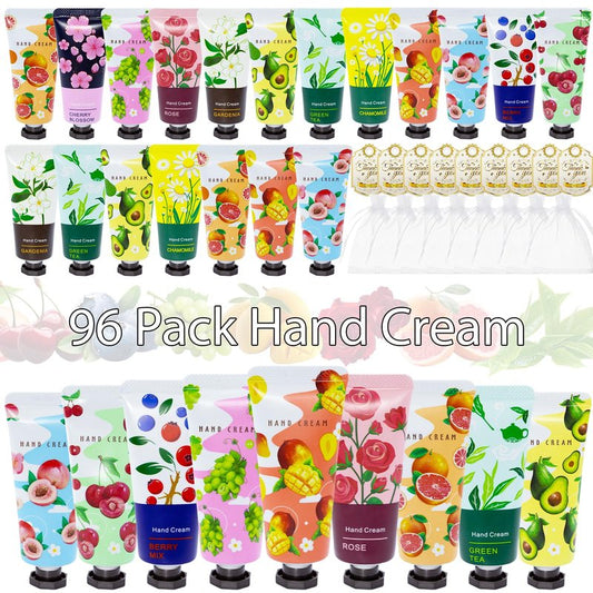 Comdian 96 Pack Hand Cream for Women, Mini Hand Lotion Travel Size for Dry Cracked Care, Natural Plant Fragrance Moisturizer Present Set for Mother, Teacher Appreciation and Bridesmaid Present