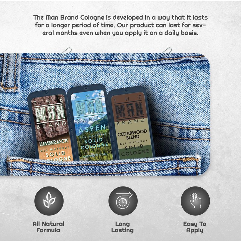 Solid Cologne Sample Set - Cedarwood, Lumberjack & Aspen | Men's Fragrance 3-Pack (0.75 oz Each)