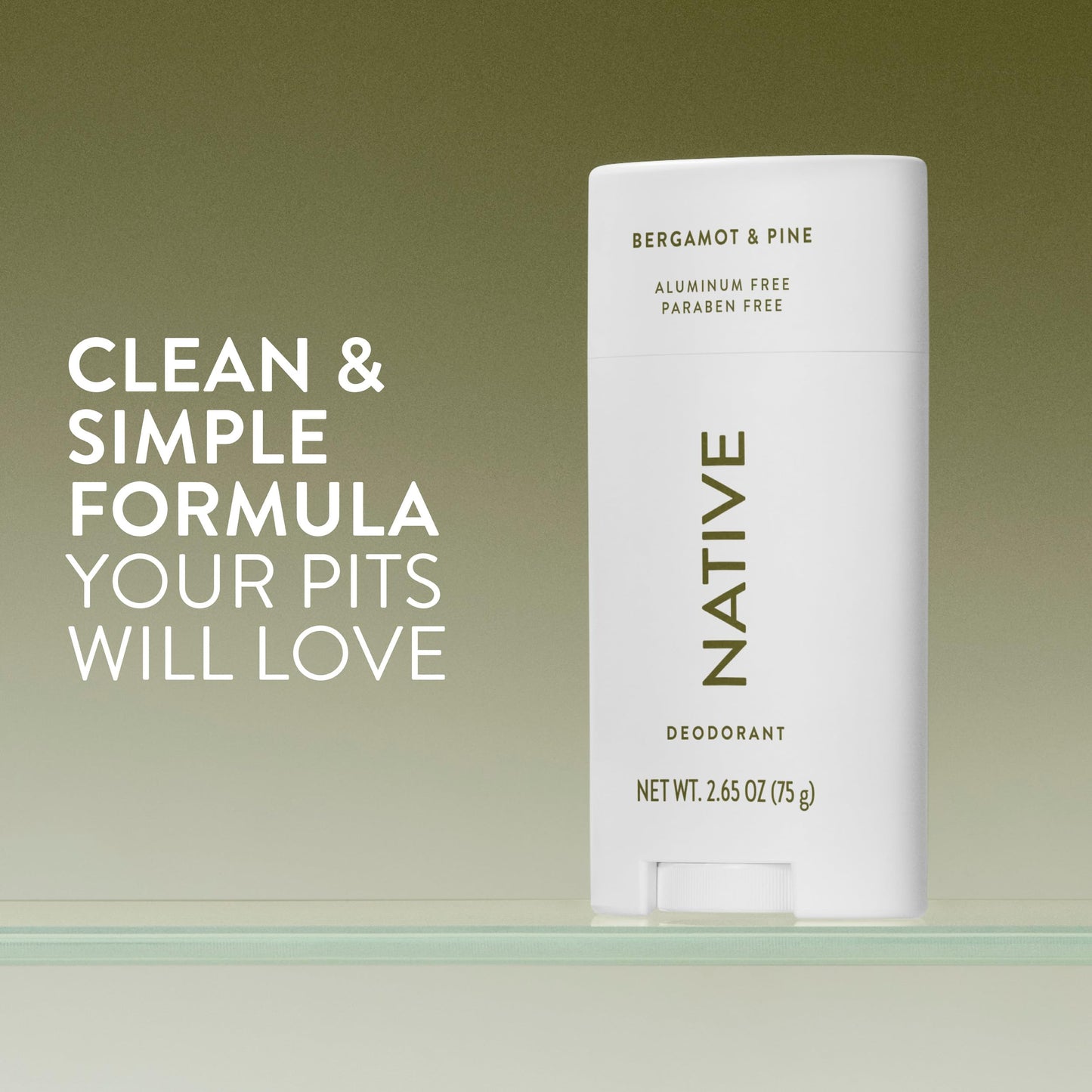 Native Deodorant Contains Naturally Derived Ingredients, 72 Hour Odor Control, Deodorant for Women and Men, Aluminum Free, Bergamot & Pine 2.65oz