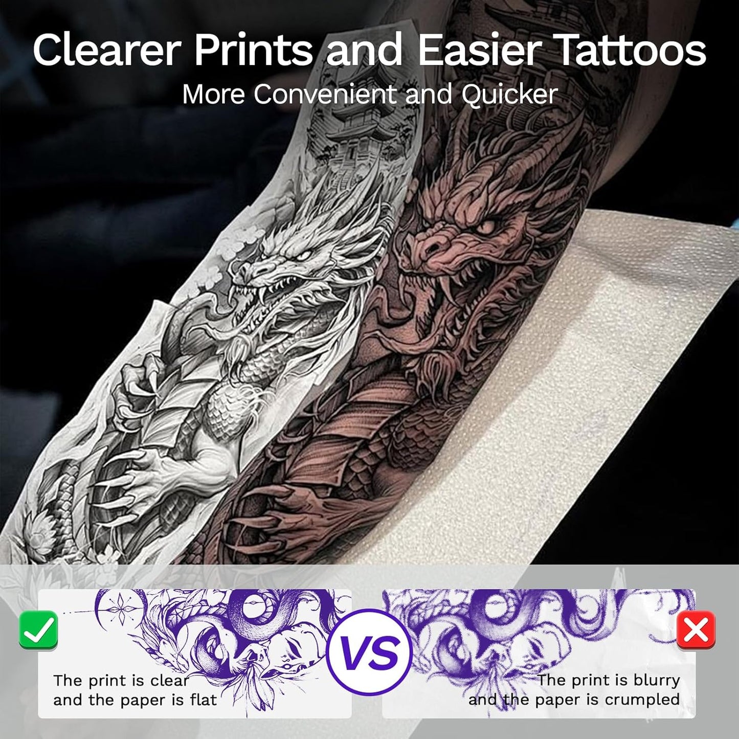 Tattoo Stencil Printer Machine - Wireless Bluetooth Thermal Inkless Printer for Artists | Includes 3 Tattoo Transfer Papers