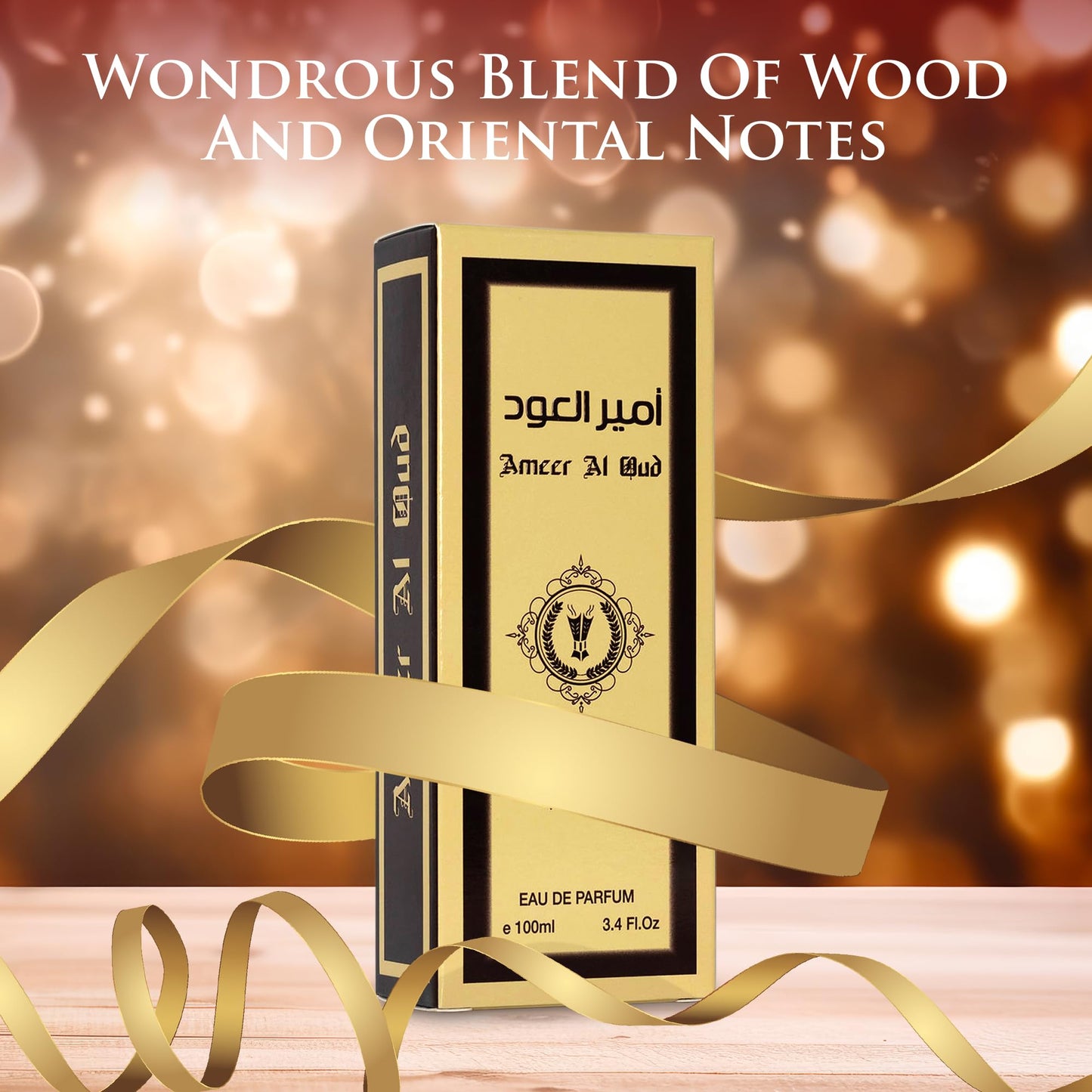 Ameer Al Oud for Men & Women - Wood, Oriental Earthy Fragrance - Top Notes of Agarwood, Vanilla & Sweet Sugar - Base Scents of Sandalwood & Herbal - Free of Paraben - Elegant 100ml Bottle