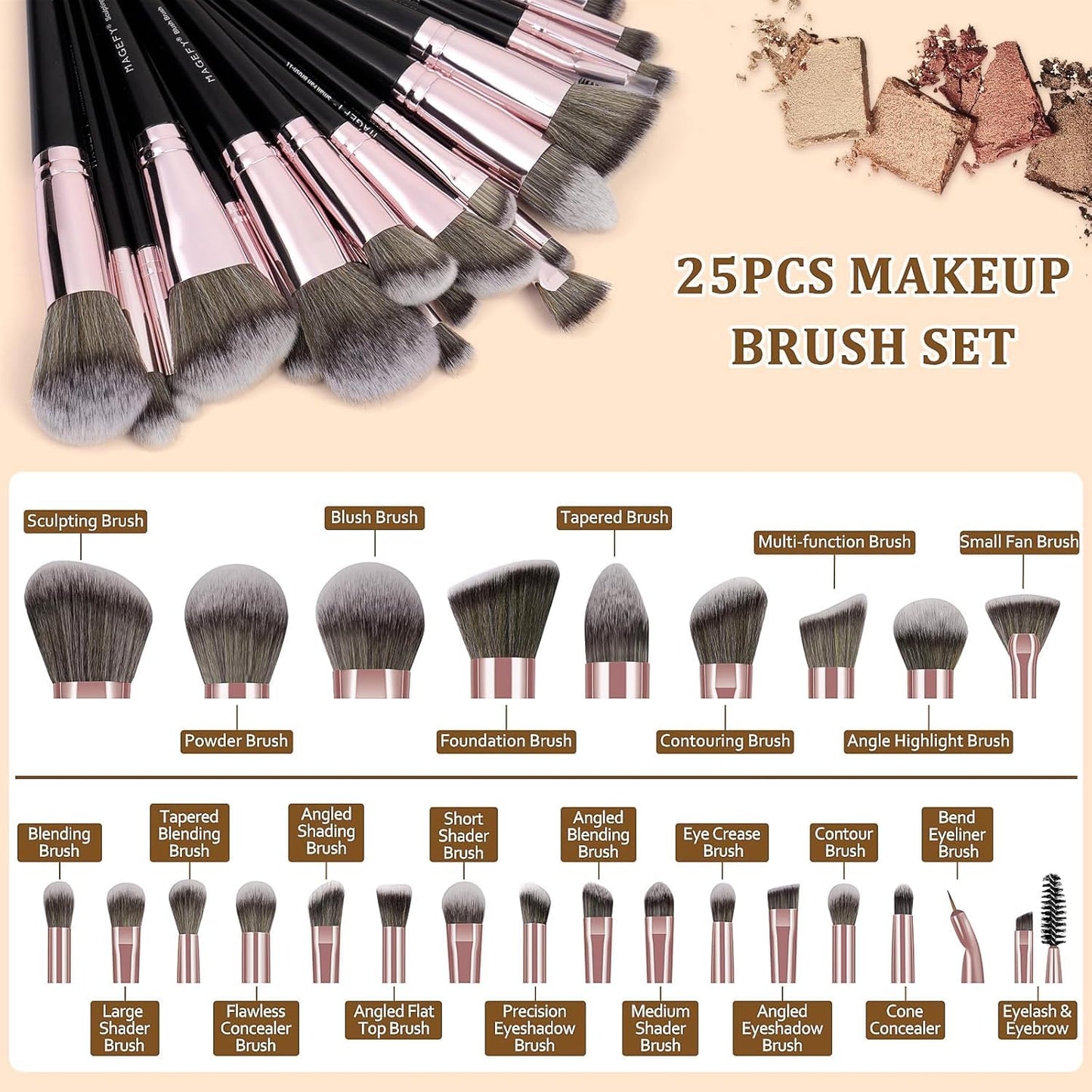 MAGEFY Makeup Brush Set 40 Pcs Makeup Tool Set Premium Synthetic Foundation Powder Concealers Eye shadows Blush Makeup Brushes(Black)
