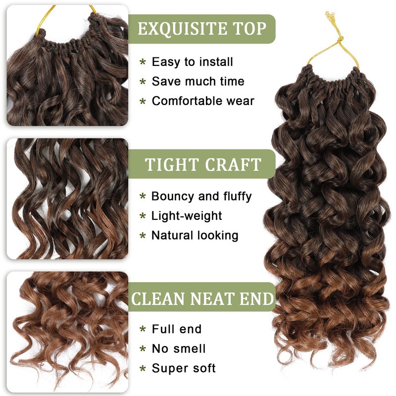Vomella GoGo Curl Crochet Hair for Black Women 8 Packs 12 Inch Water Wave Curly Crochet Hair Ocean Wave Beach Curl Synthetic Crochet Hair Extensions(T30#)