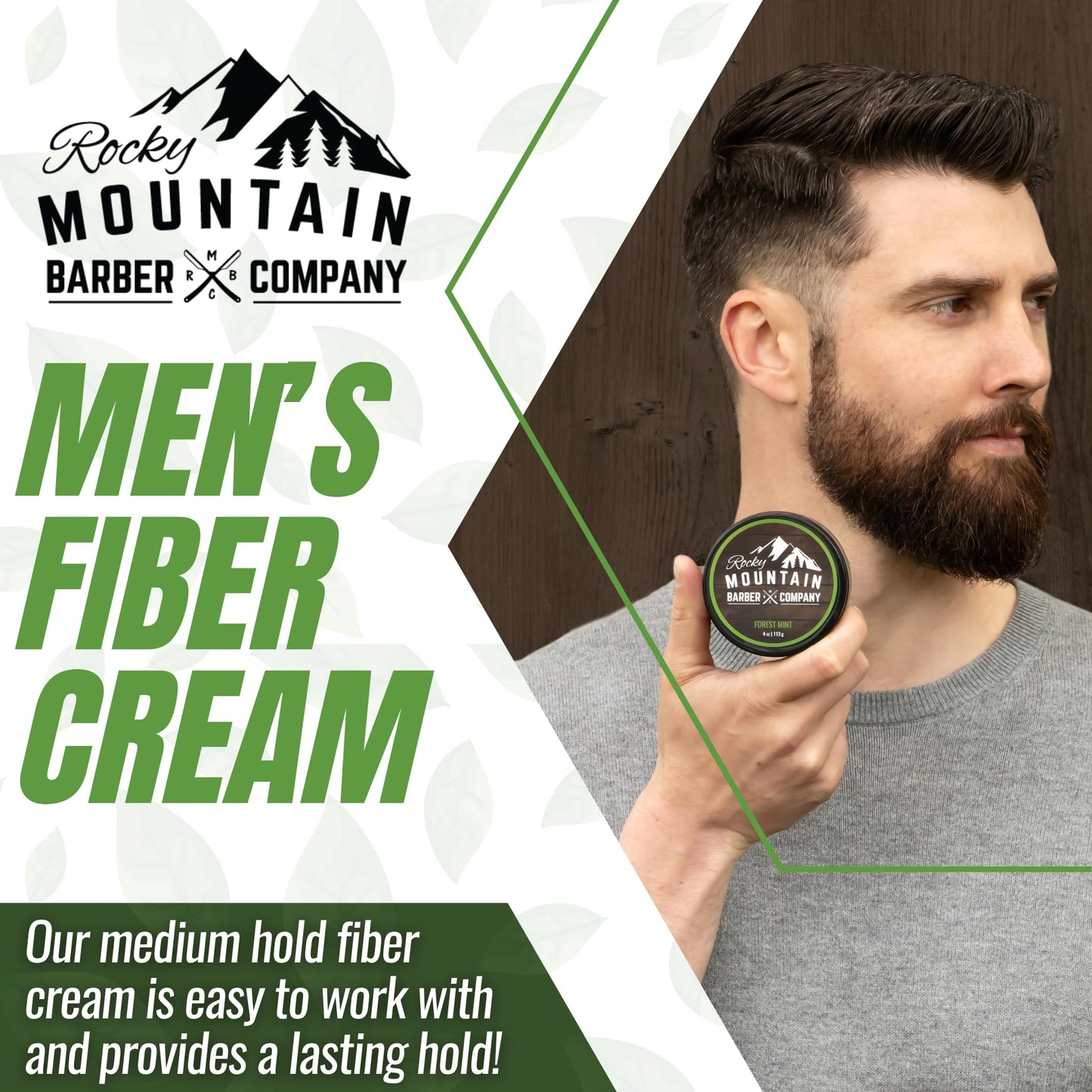 Men’s Fiber Hair Cream - Classic Hair Styling Product with Medium Hold & Shine for Modern and Classic Hairstyles - No Artificial Fragrance - For All Hair Types - Easy to Wash Out - 4 oz