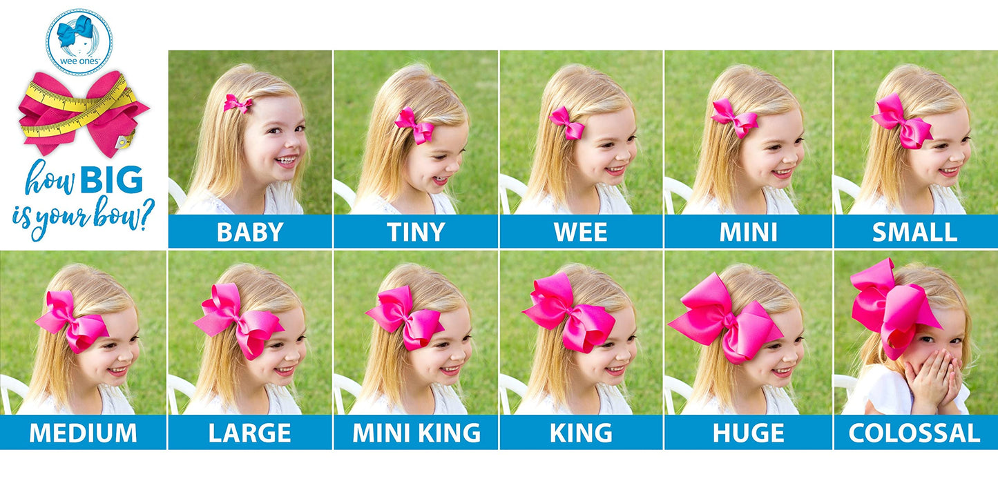 Wee Ones Girls' 3 pc Set Solid Grosgrain Variety Pack on a WeeStay No-Slip Hair Clip, Large, Antique White, Red, and Navy