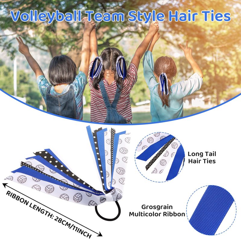 24 Pcs Volleyball Hair Accessories for Girls, Holder Streamer Elastics, Volleyball Hair Ties, Volleyball Ribbon,Volleyball Scrunchies for Girls Ponytail Holder Scrunchies Gifts
