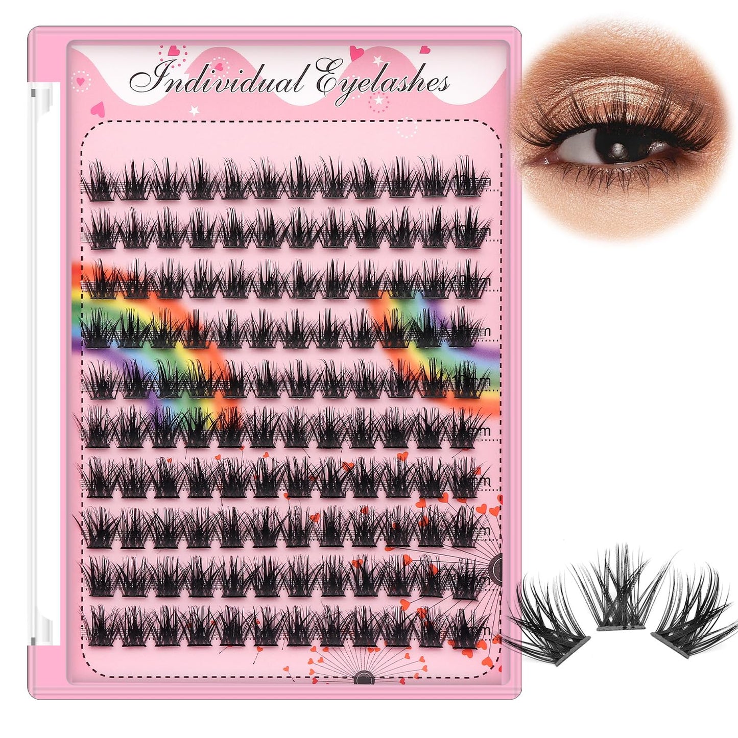 Bodermincer Lashes Clusters 10+12mm/12+14mm/14+16mm/16+18mm/10-12-14-16mm/14-16-18mm Mixed and 8-20mm to Choose Lashes Extension Kit lash Clusters Lashes Wispy Eyelash Extension (12+14mm Mixed)