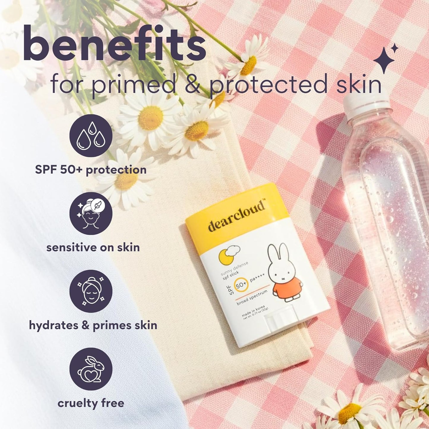 Miffy Sunny Defense Sun Stick SPF 50+ | Korean Sunscreen for Face - Travel Size (.77 oz)