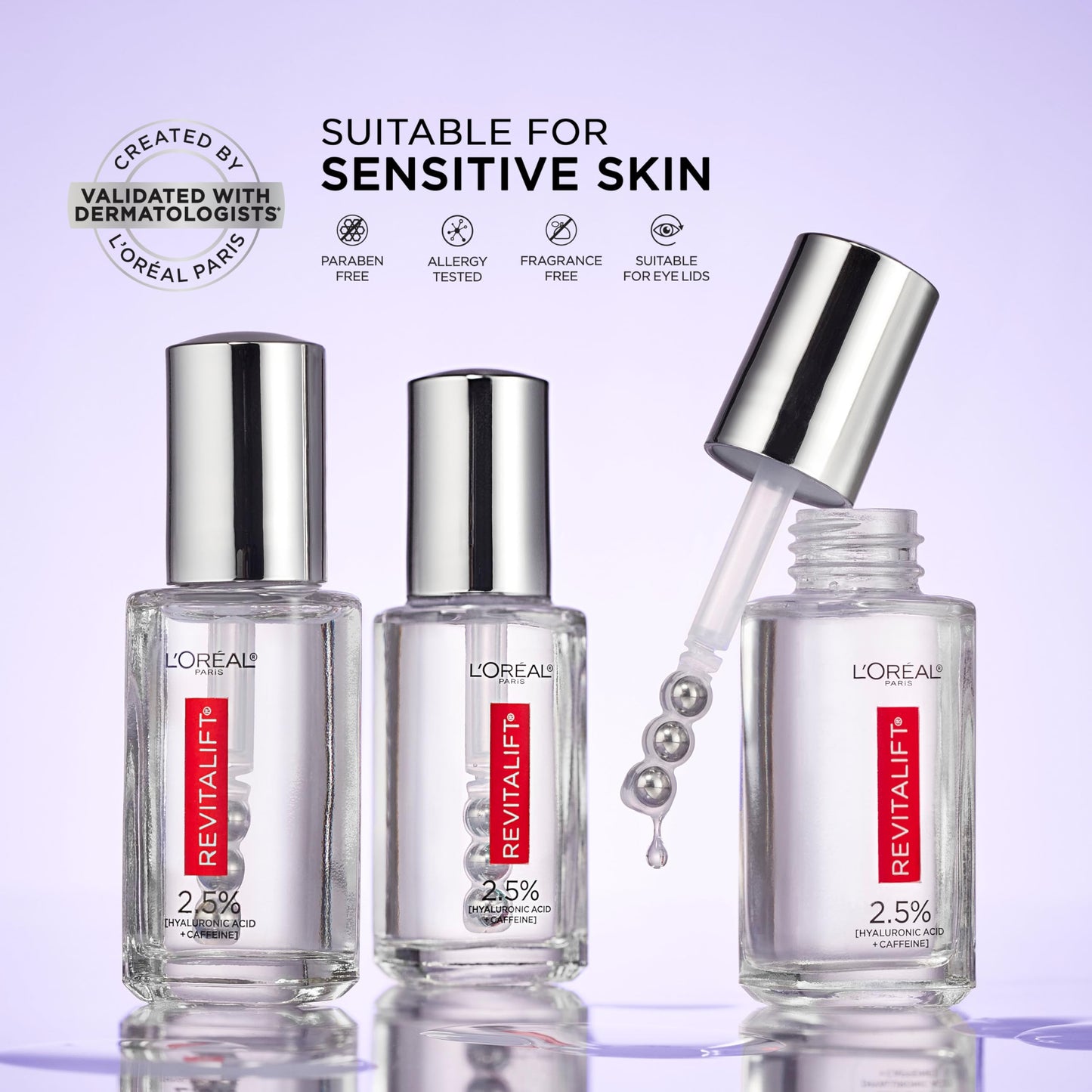 L'Oreal Paris Revitalift Hyaluronic Acid + Caffeine Hydrating Eye Serum + Hyaluronic Acid Water Cream with Ceramides