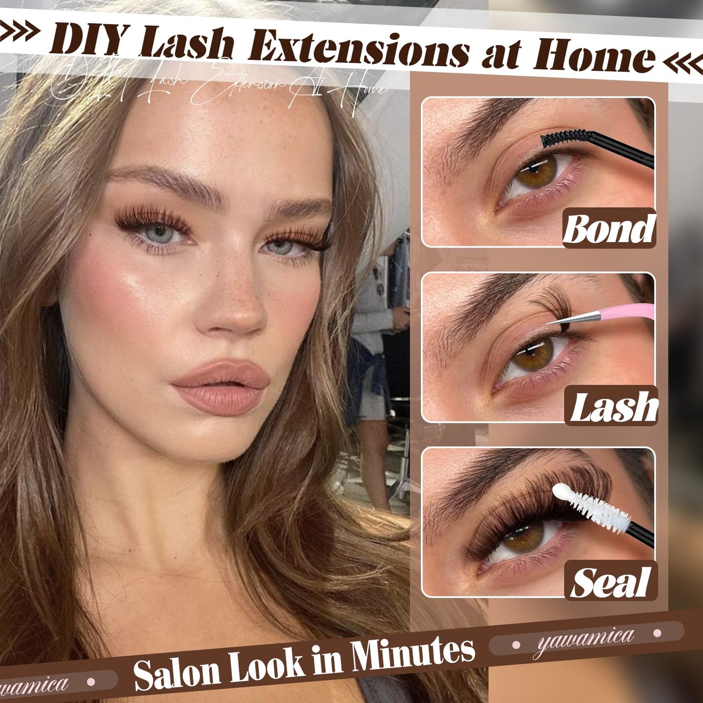 Dark Brown Lash Clusters 80D Fluffy Wispy Volume Cluster Eyelash Extensions D Curl 10–18mm Individual Cluster Lashes 240PCS Brown Eyelash Clusters DIY Lash Extension for Natural Glam Look by Yawamica