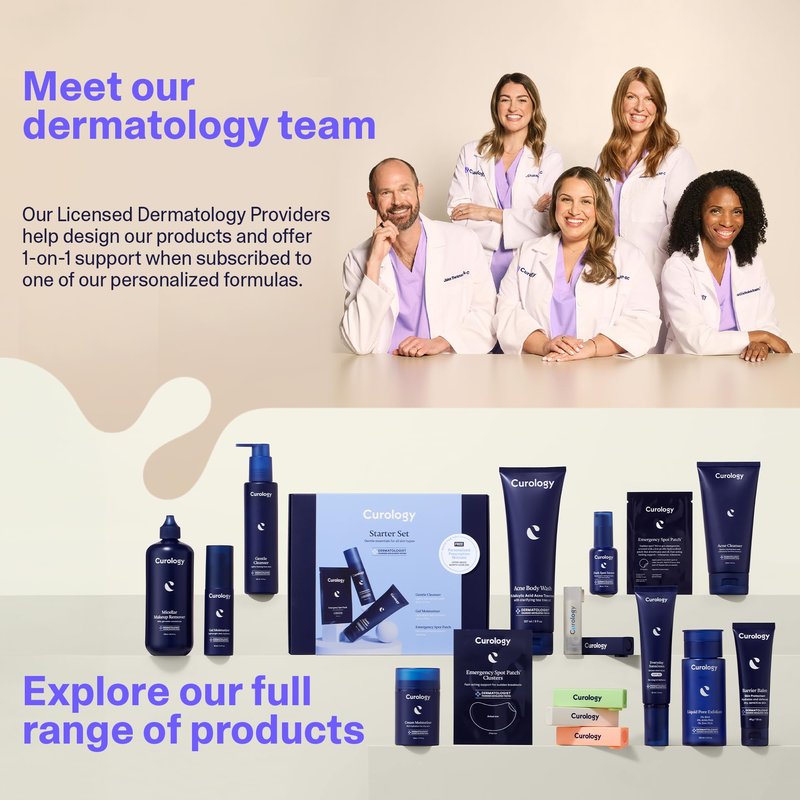 Curology Skin Care Set, Gentle Cleanser Face Wash and Gel Moisturizer Face Lotion, Fragrance Free