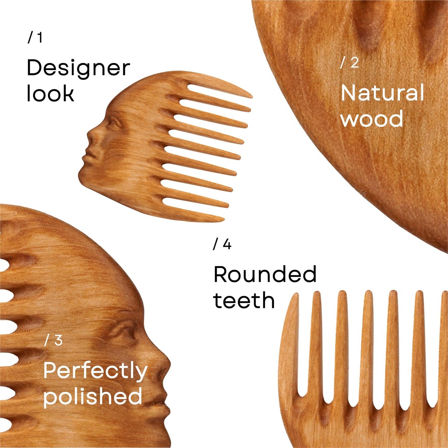 Product image Handmade Wooden Hair Comb for Women Natural Wood Hair Care Scalp Massager Eco-Friendly Perfect for use with Balms and Oils French Hair Comb Wooden Comb for Long Hair Wide Tooth Comb (Pear)