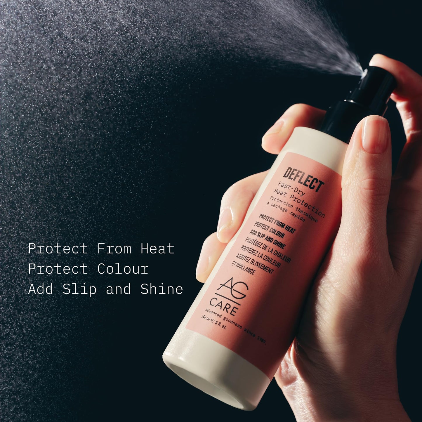 AG Care Deflect Fast-Dry Heat Protection, Ultra-Light Thermal Protection Spray - Smooth and Shine, 5 Fl Oz