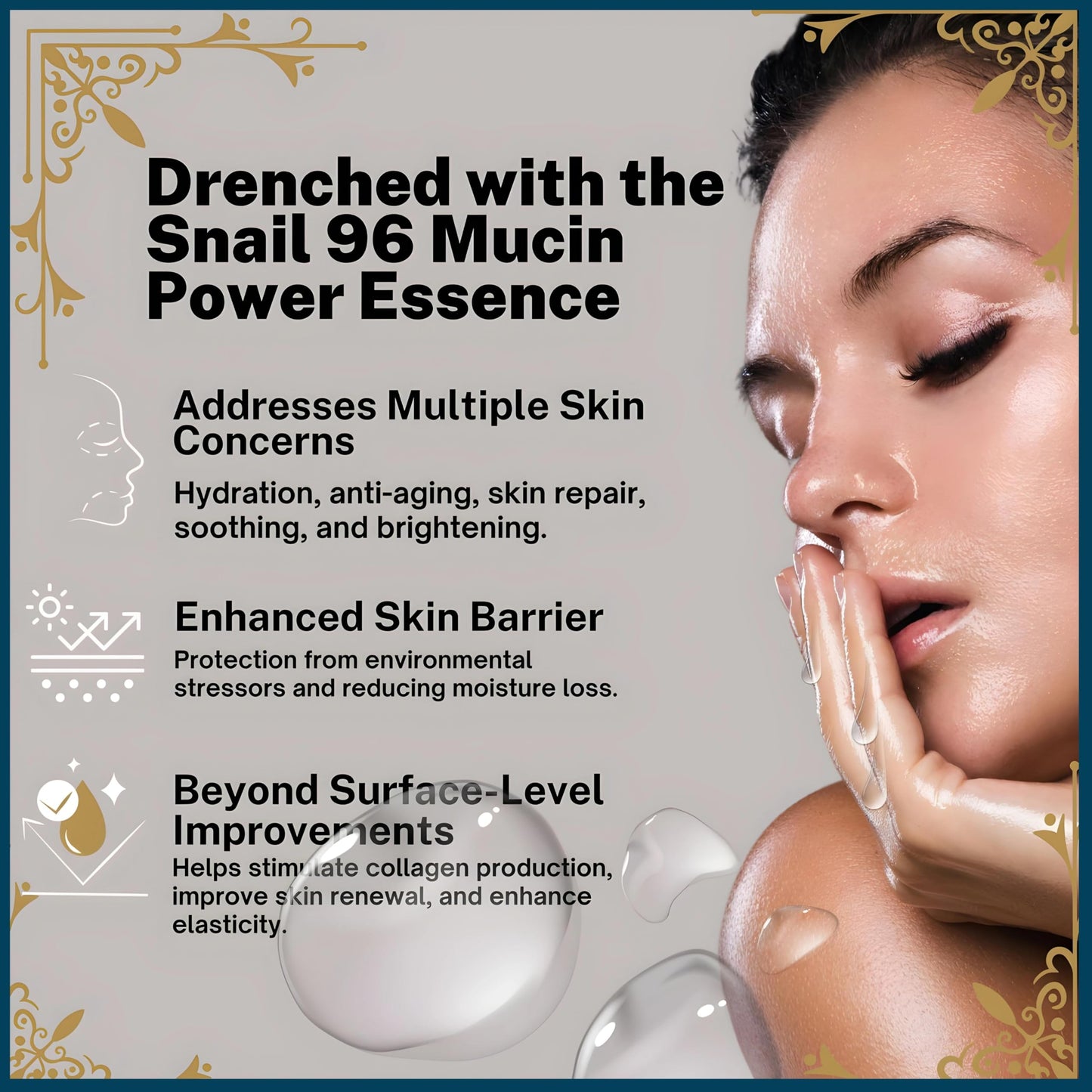 Snail Mucin Sheet Mask | Renewal Elixir Face Masks Skincare | 96% Power Snail Essence Serum for Skin Repair & Hydration | Treats Photo-Aged Skin | Not Tested on Animals | Korean Skin Care