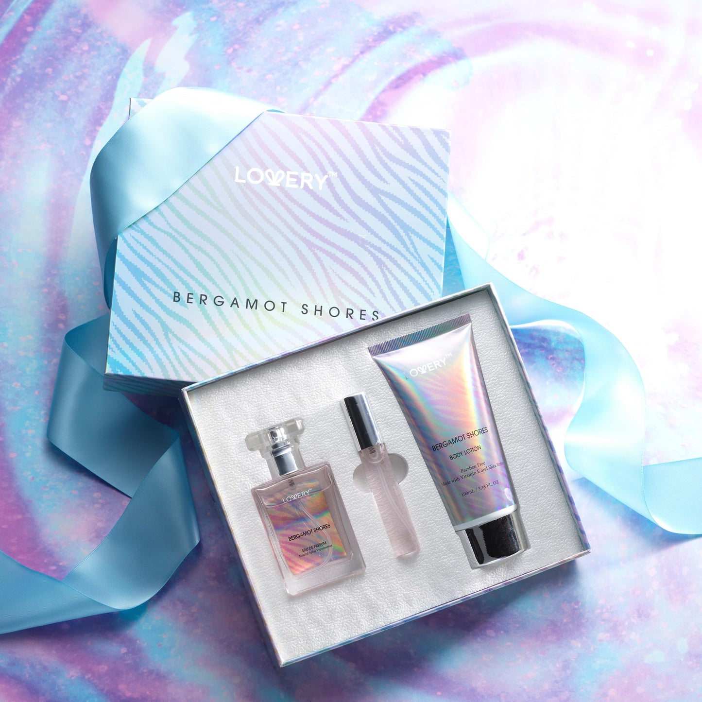 LOVERY Gifts for Mom from Daughter - Bergamot Shores Spa Kit with Perfume, Body Lotion & Eau de Toilette Spray - Self Care Gifts for Women and Men - Birthday Gifts for Mom - Bath and Body Gift