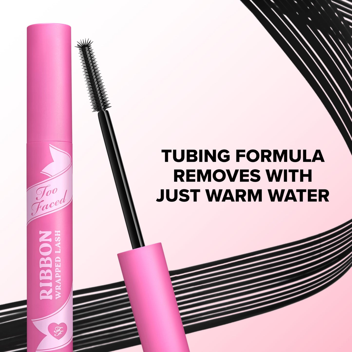 Too Faced Ribbon Wrapped Lash Mascara | Extreme-Length Tubing Mascara + 24-Hour Volume & Curl | Flake-Resistant, Smudge-Proof, Clump-Free Formula, Lash Extension Effect, Black, 0.27 Fl Oz