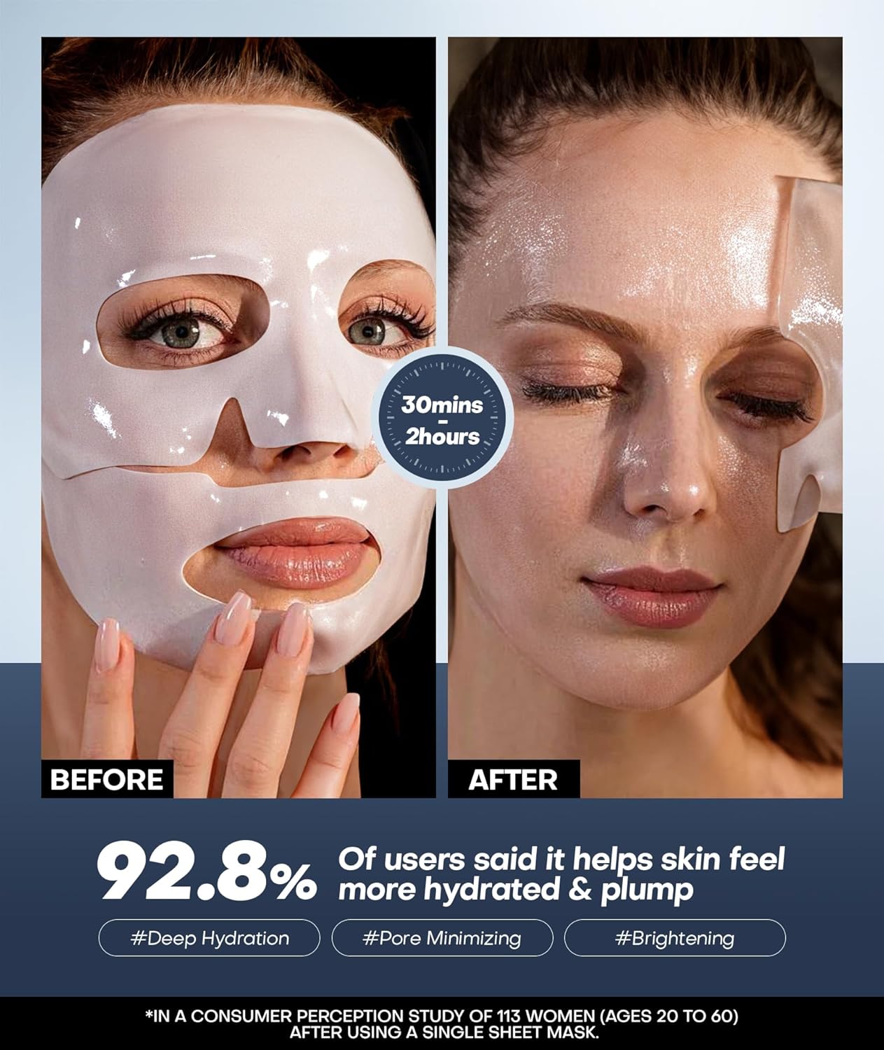 Radiant Glow Collagen Face Mask - Deep Hydrating Overnight Skincare with Hyaluronic Acid & Vitamin E | 34g x 5ea