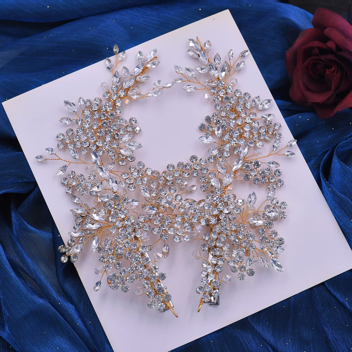ULAPAN 2 Pack Rhinestone Bridal Hair Clips, Wedding Headpieces
