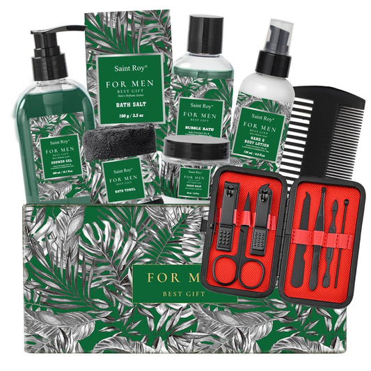 15Pcs Bath & Body Gift Set for Men, Fathers Gifts, Beard Grooming, Home Spa