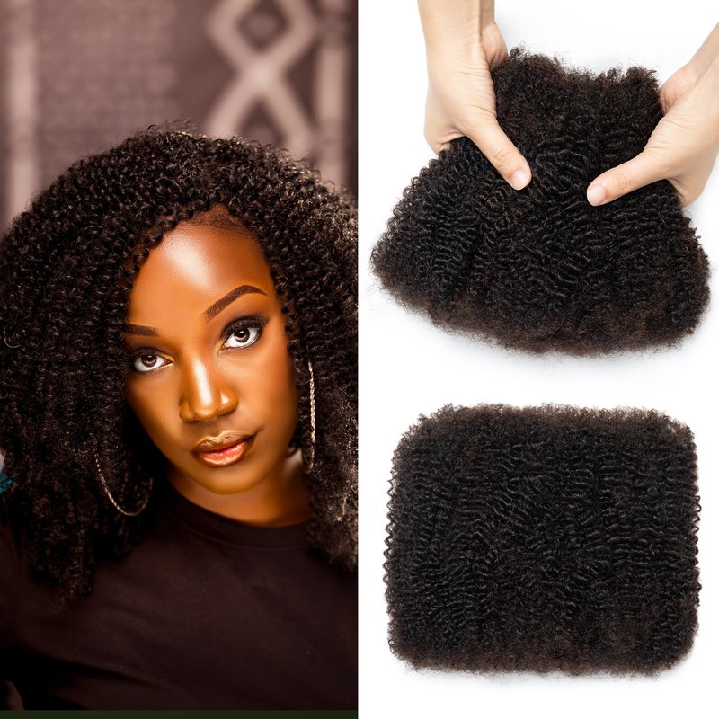Stancia Afro Kinkys Bulk Human Hair, 14’’ Human Braiding Hair, 100% Human Hair Bundles for Dreadlocks Extensions Repair Locs, Twist Braiding (50g/pack)