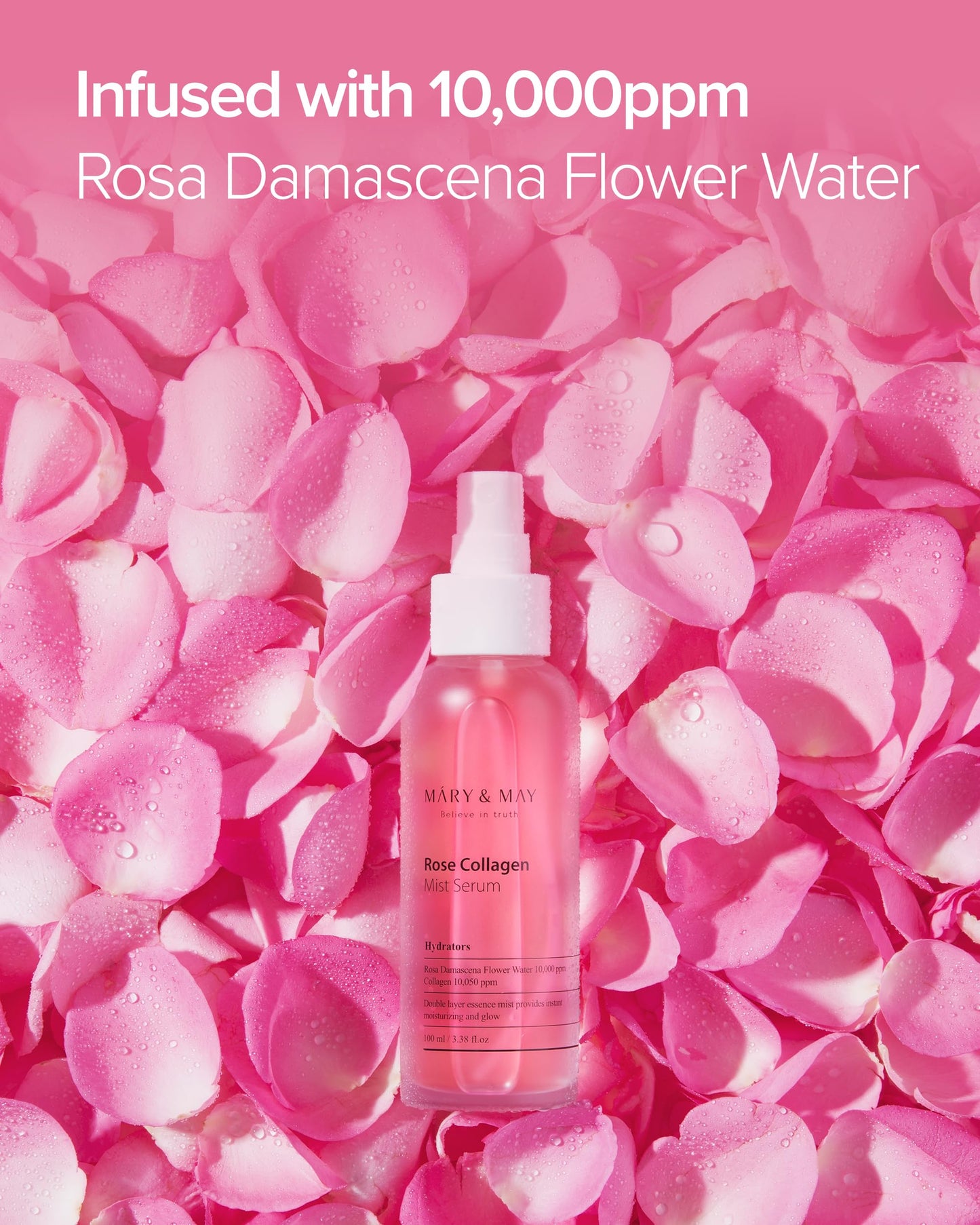 Mary&May Rose Collagen Double-Layer Oil + Water Face Mist, 3.38 fl.oz