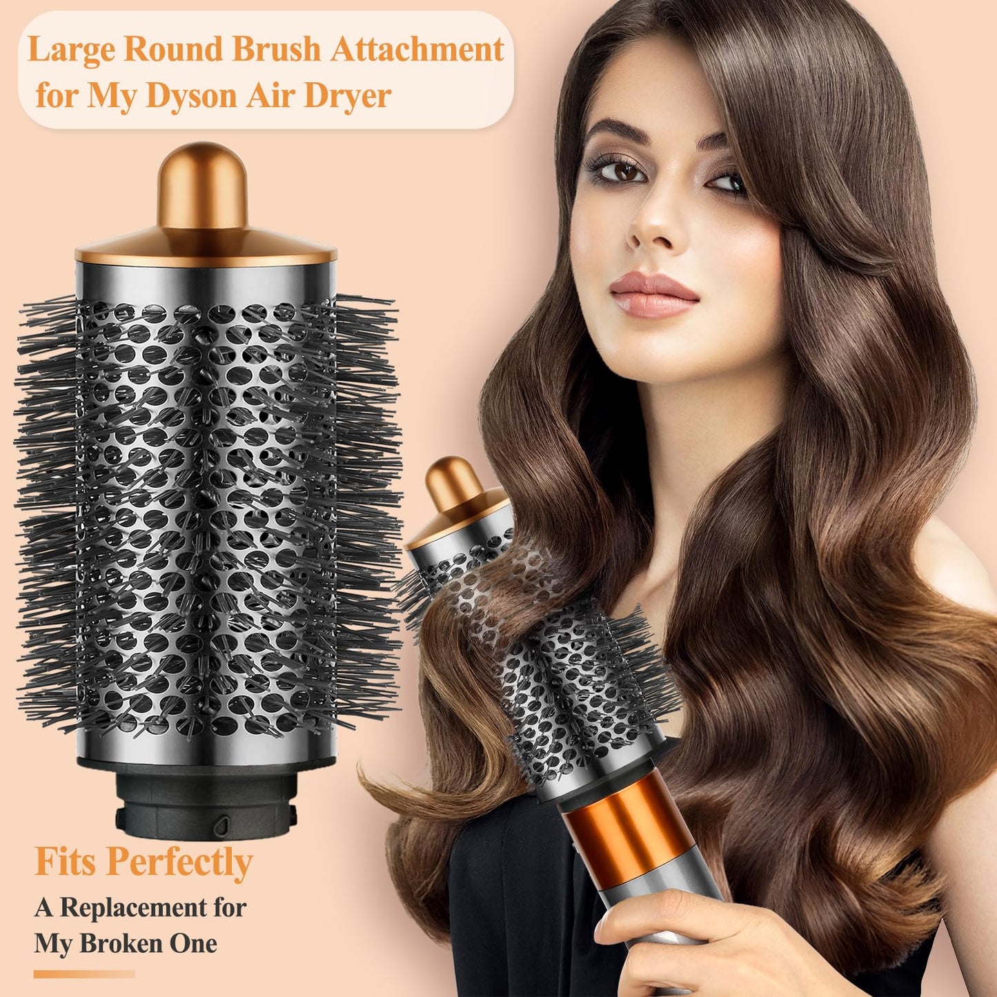 YTCHYYSK Large Round Volumizing Brush and Pre-Styling Dryer Attachment for Dyson Airwrap, Gold