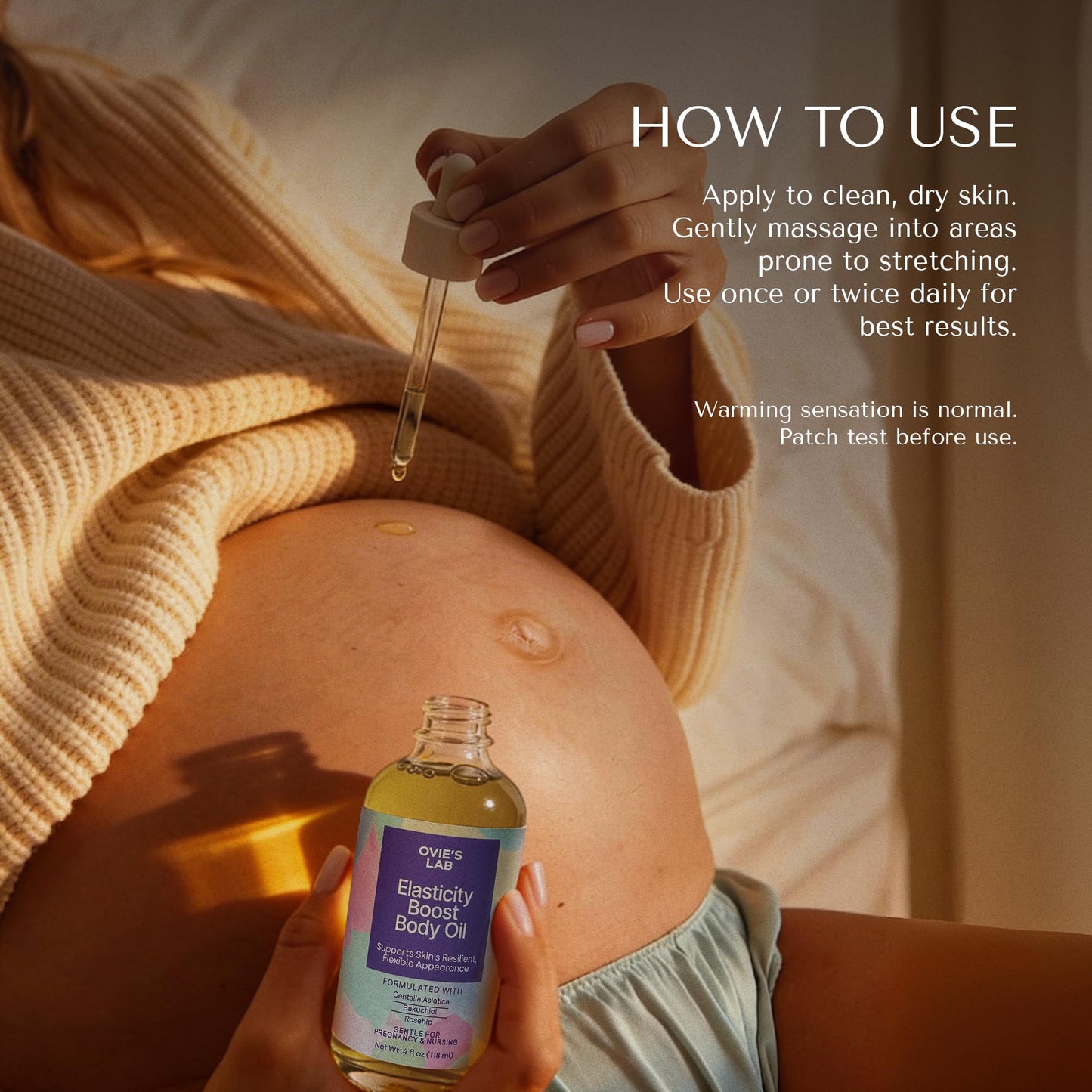 Belly Oil for Pregnant Women – Oil for Stretch Marks During Pregnancy & Postpartum, Pregnancy Stretch Mark Support with Centella Asiatica, Lightweight Body Oil