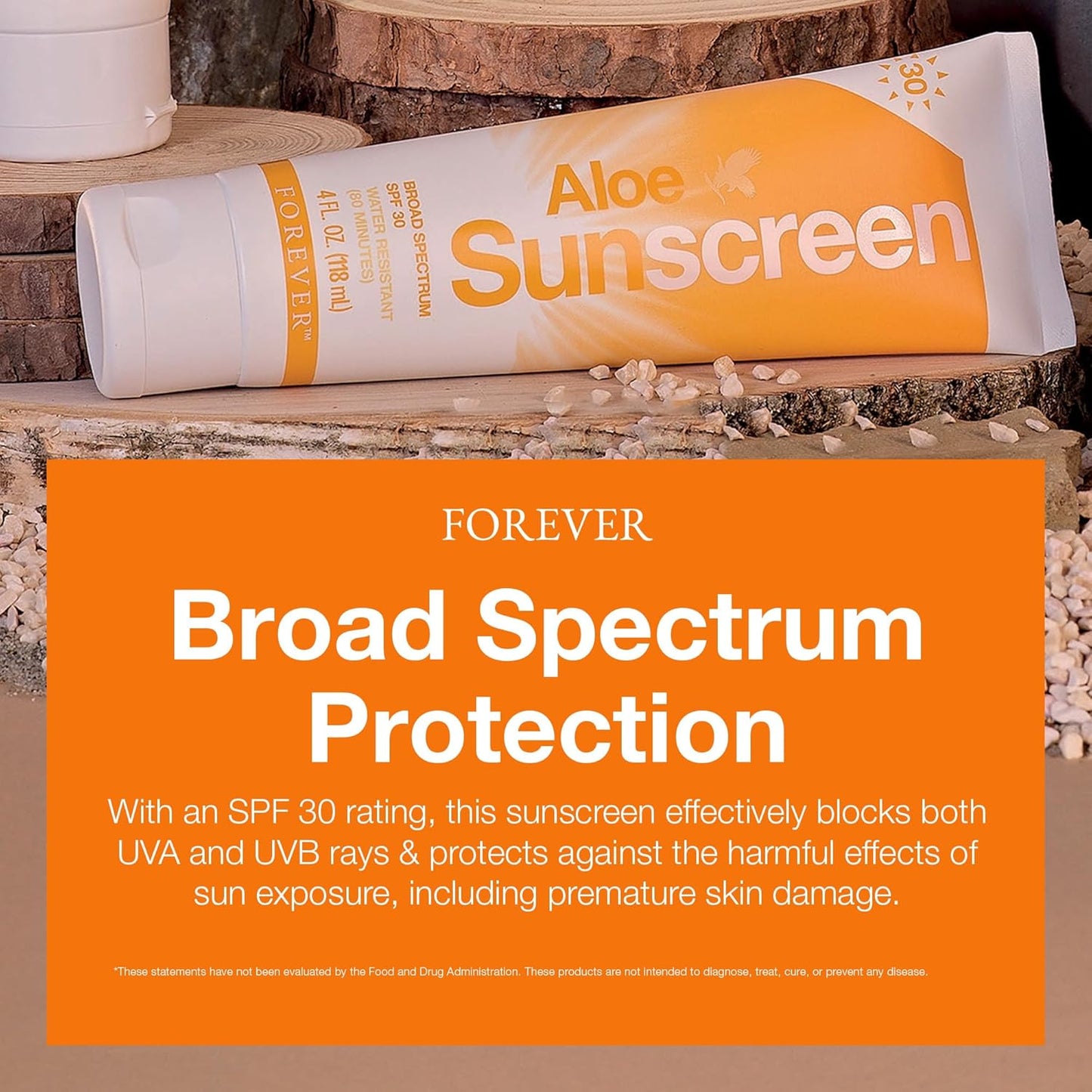Aloe Sunscreen SPF 30 - Water-Resistant Broad Spectrum UVA/UVB Protection with Aloe Vera | 4 fl oz