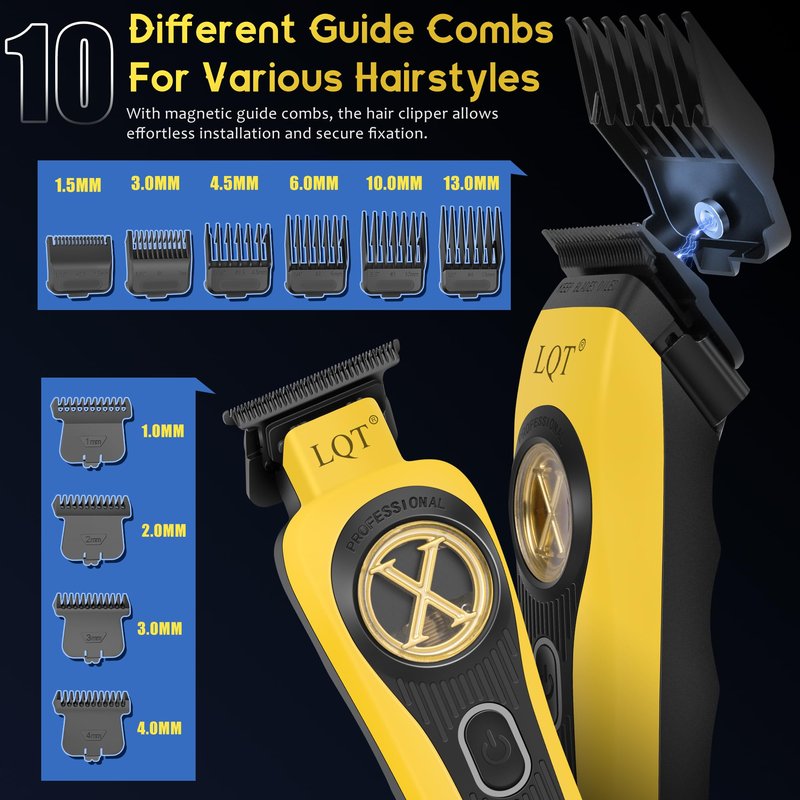 LQT® Hair Clippers for Men Professional with Beard Trimmer, Barber Clippers and Trimmers Set, Electric Razor Shavers for Men, Cordless Mens Grooming Kit for Nose, Face, Hair, Gifts