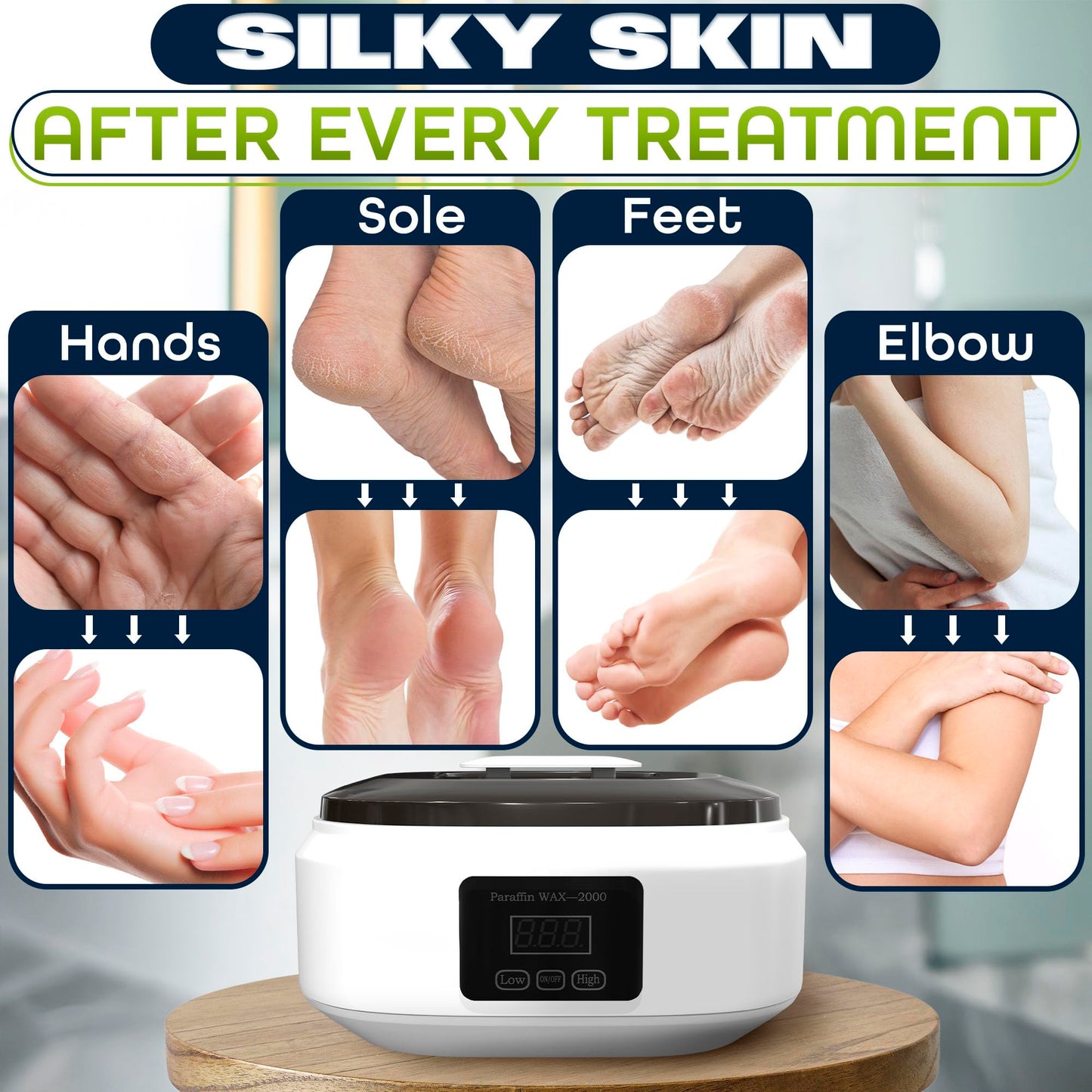 Paraffin Wax Machine for Hand and Feet – Full Set Hand Wax Paraffin Machine 3400ml – Fast Heating, Keep Warm, Adjustable Temperature (Two Modes) for Moisturizing Spa | Soft and Smooth Skin at Home