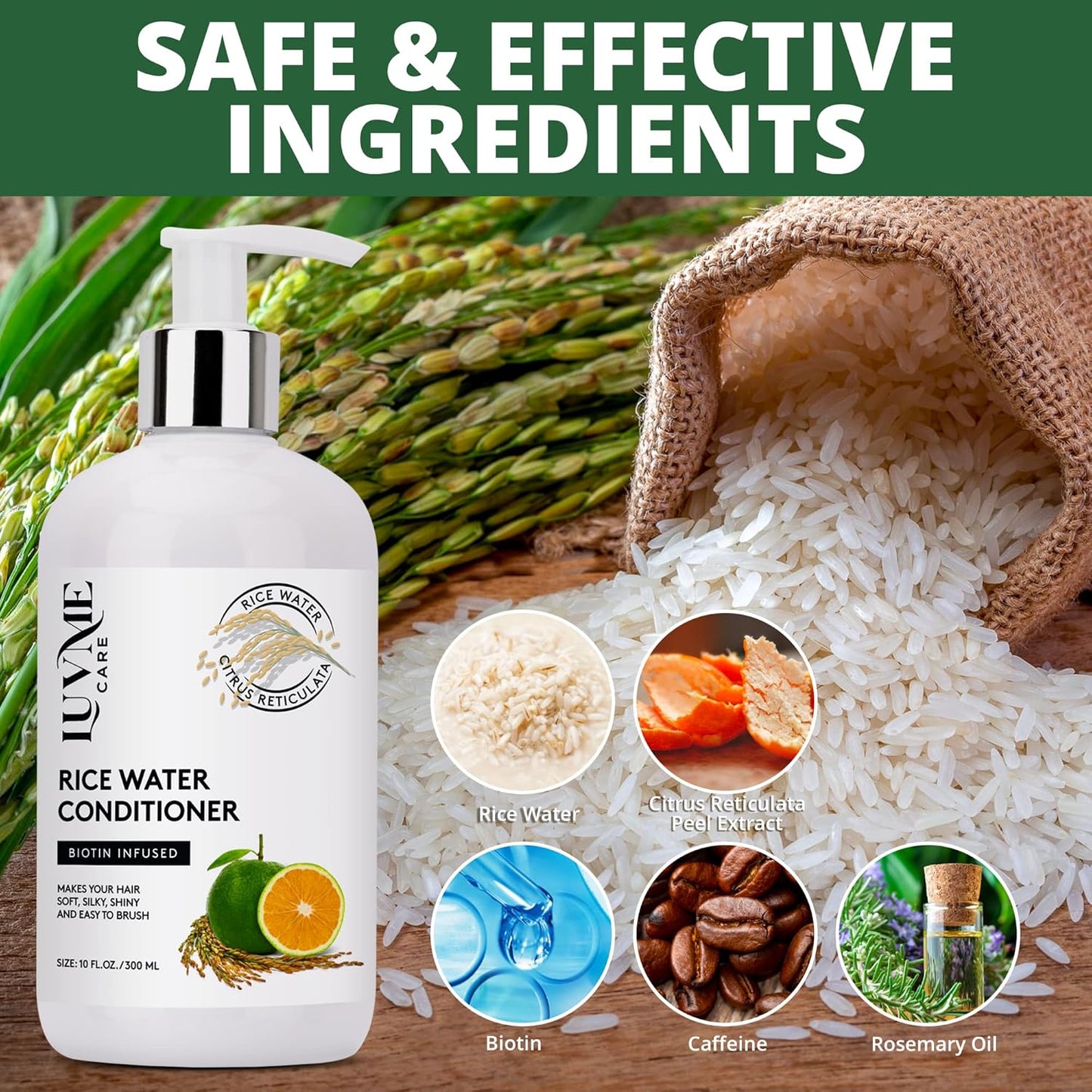 Rice Water Shampoo and Conditioner - Nourishing Hair Care for Healthy Shine | 12 oz