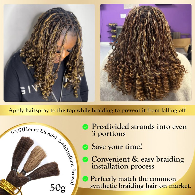 Syrenlore Highlighted Honey Blonde Braiding Human Hair for Boho Knotless Braids 18 Inch 50G LIGHT BULK, Ombre 4/27 Curly Braiding Hair Deep Wave Human Hair Bulk, No Weft Blonde & Brown Hair Extensions