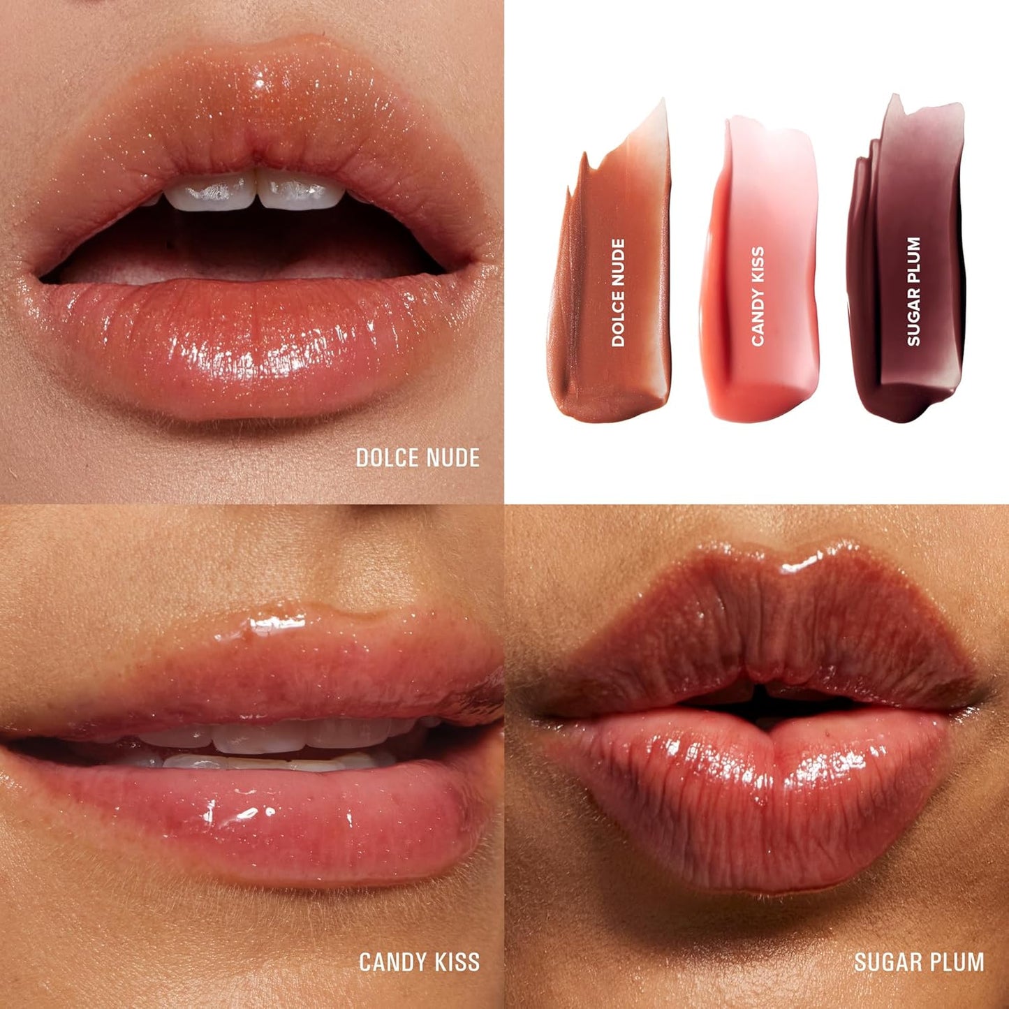 Nudestix Hydrating Peptide Lip Butter Tint Set - 3-Piece Glossy Lip Balm Kit with Avocado & Shea Butter | Vegan, Cruelty-Free Moisturizing Tints