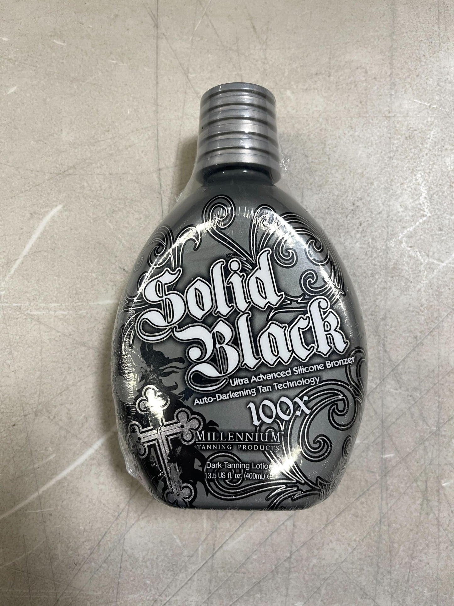 Millennium Tanning SOLID BLACK 100X Dark Tanning Lotion Indoor Outdoor Bronzer Tanning Bed Lotion 13.5 fl. oz. 2-PACK