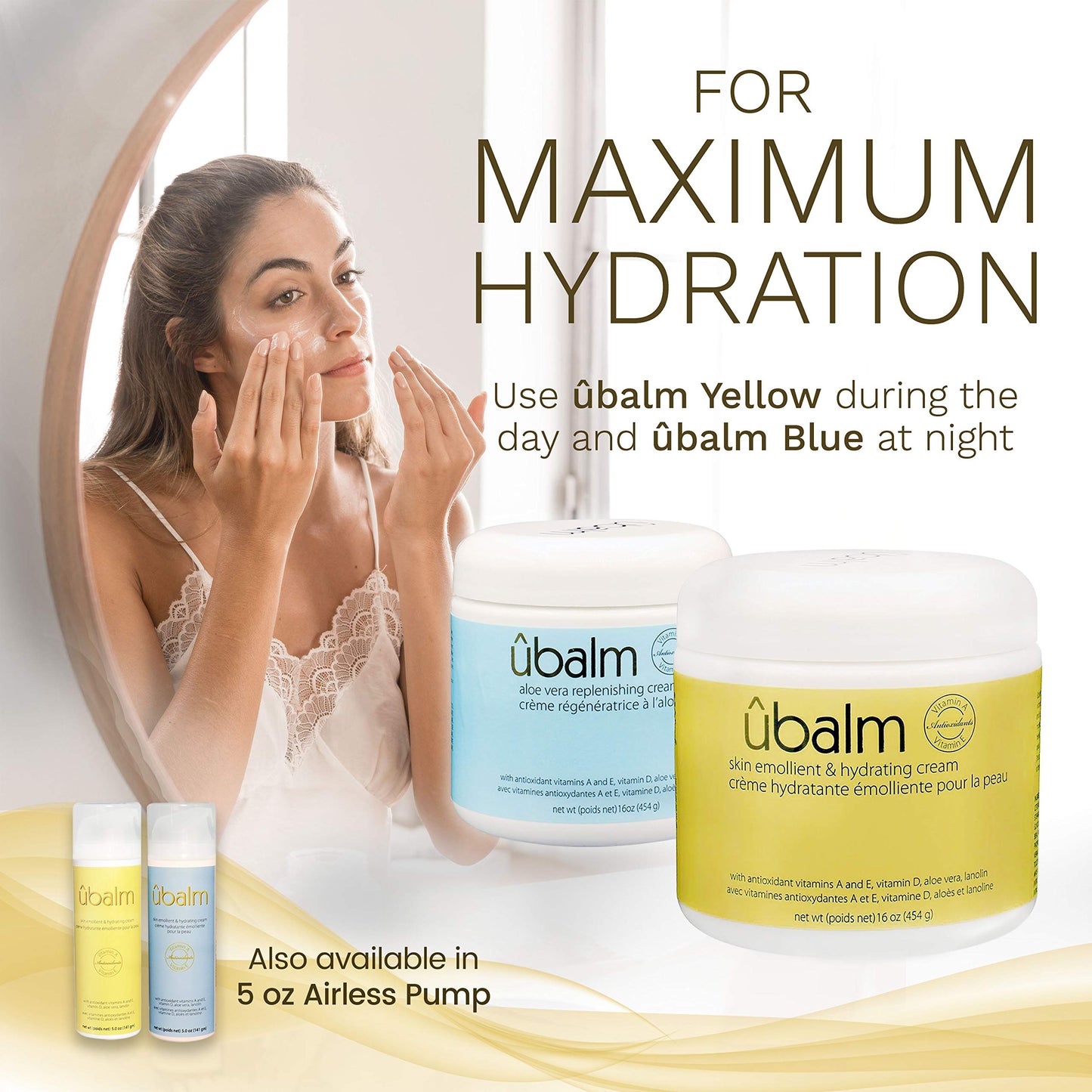 uBalm Yellow Hydrating Night Cream for Women – Made in USA – Anti-Aging Face Moisturizer with Aloe Vera, Lanolin, Vitamins A, E & D2 – Deep Moisturizer for Dry Skin – Nighttime Facial Skin Care