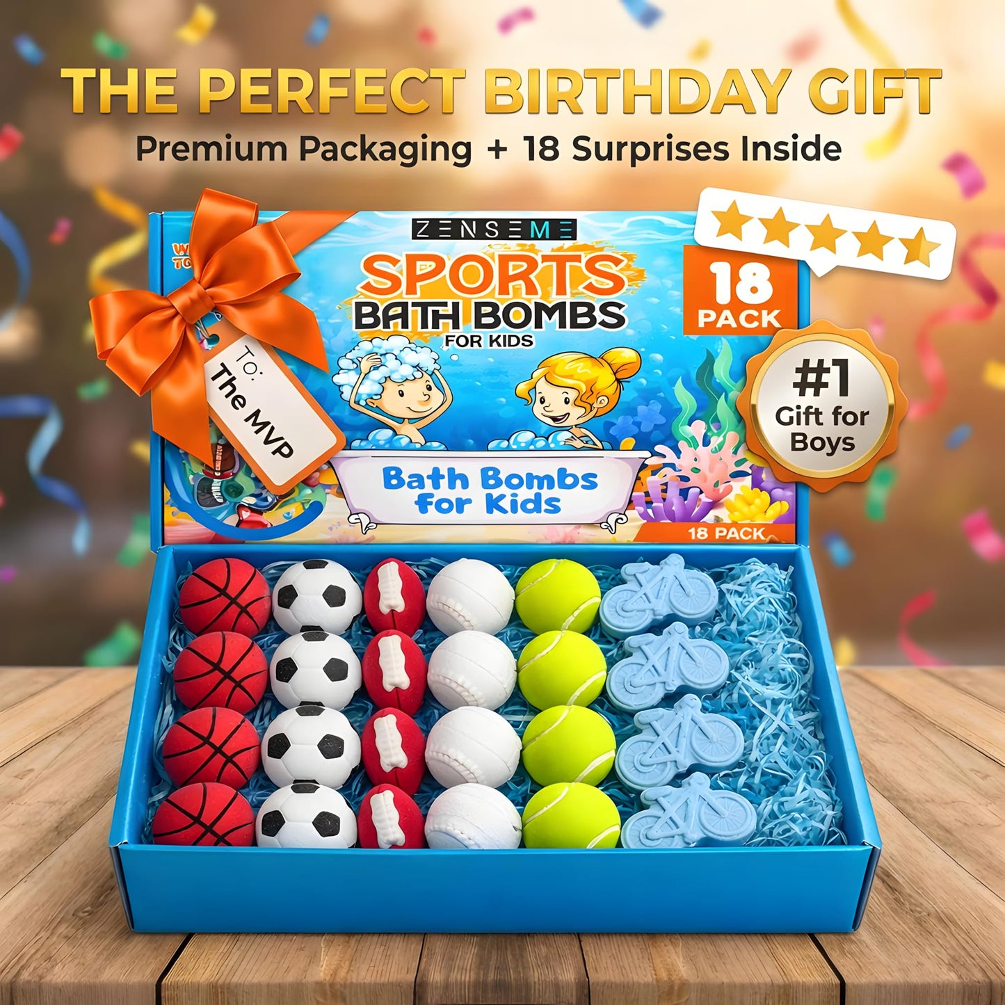 Bath Bombs for Boys with Toys Inside W/Flash Cards - Sports Bath Bombs for Kids - Gift Set of 18 Scented Organic Handmade - 2.5 oz with Natural Essential Oils - 18 Pack
