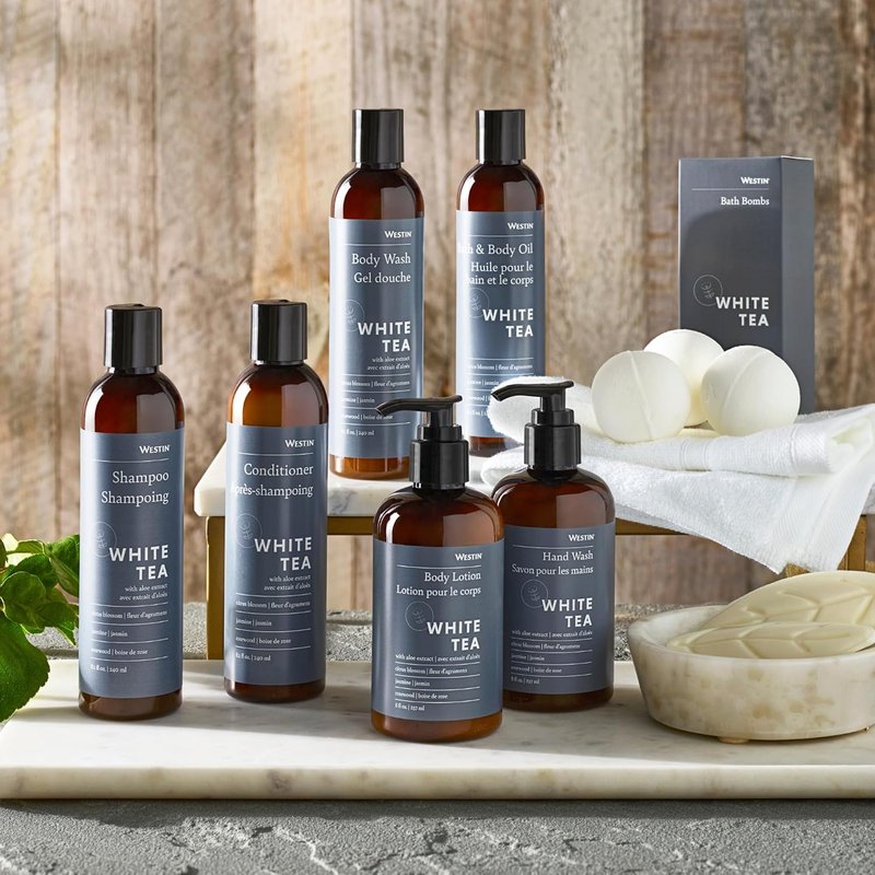 White Tea Lotion & Body Wash Set - Luxurious Hotel Bath Essentials | 8 oz Bottles Each