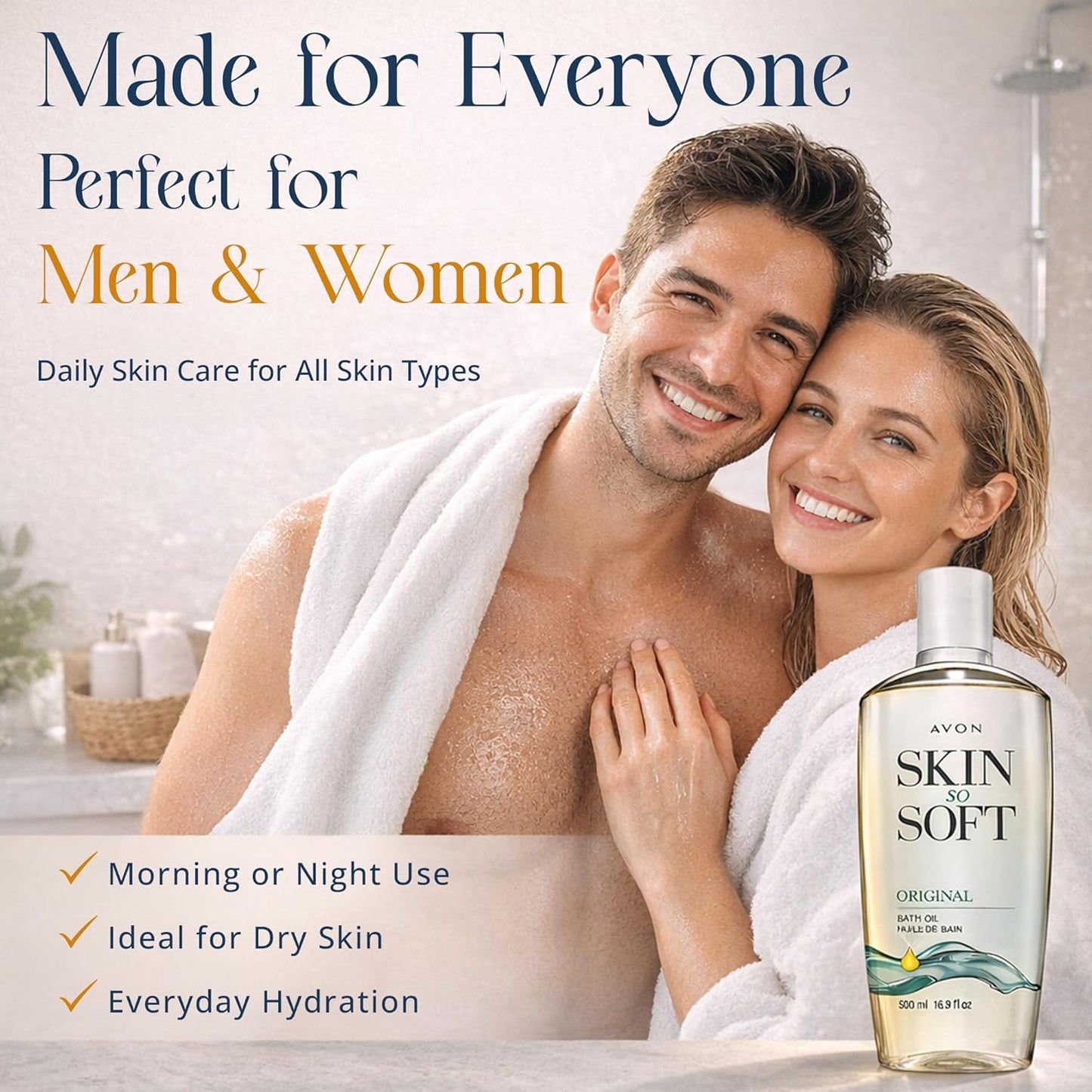AVON Skin So Soft Original Bath Oil - Moisturizing Jojoba Oil for Dry Skin | 16.9 fl oz Hydrating Shower Oil