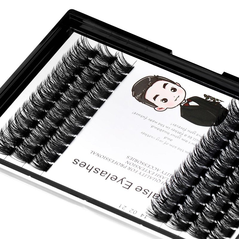 Bodermincer 84 Clusters D Curl Wide Cluster False Eyelash Volume Lashes Natural Eyelashes Set DIY Eyelash Extension 3D Effect Glue Bonded Band Individual Lash Home Eyelash Extension (16MM)