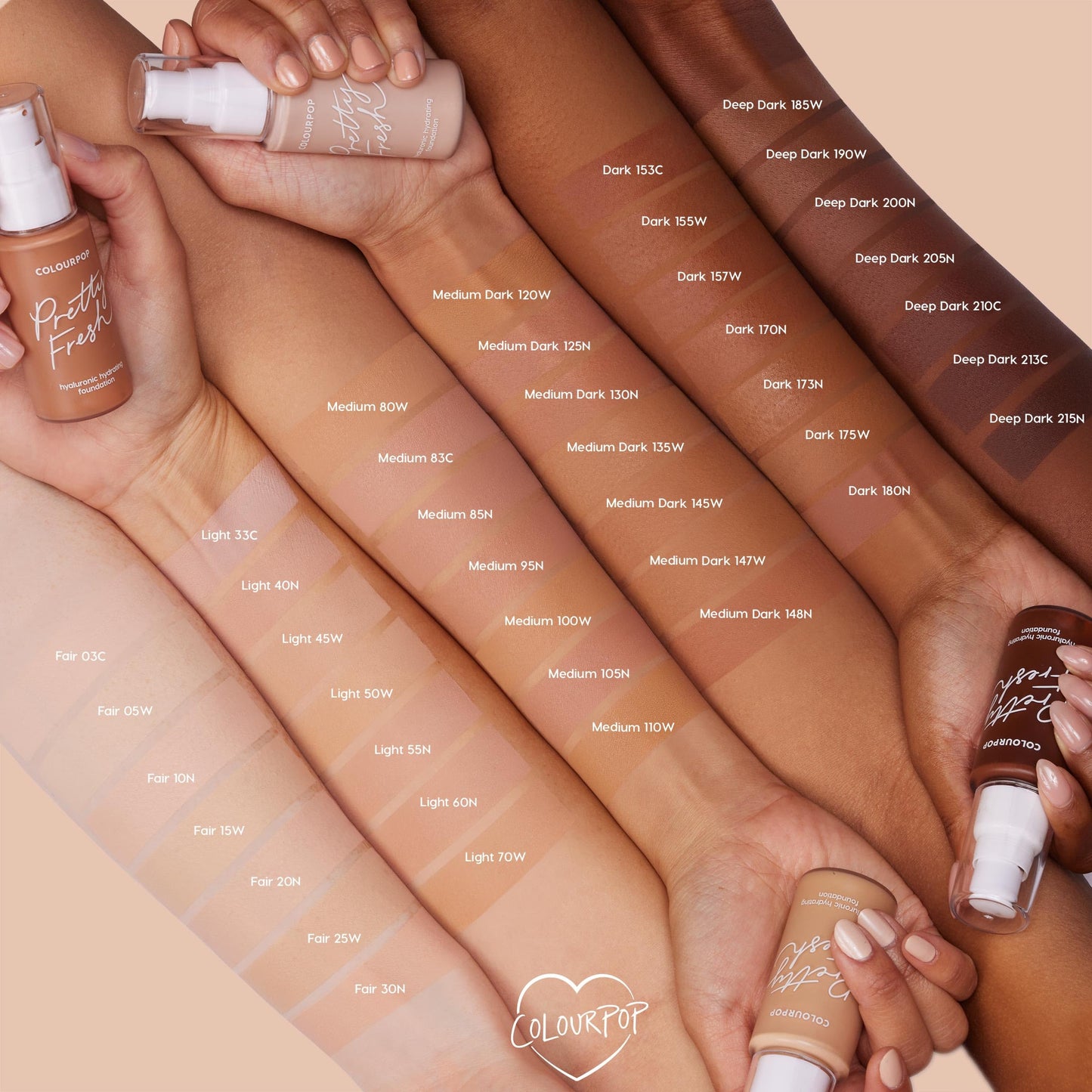 ColourPop Pretty Fresh Liquid Foundation - Hydrating Foundation with Medium, Buildable Coverage & a Natural Finish - Enriched with Hyaluronic Acid & Coconut Water - Light 45W (1 oz)