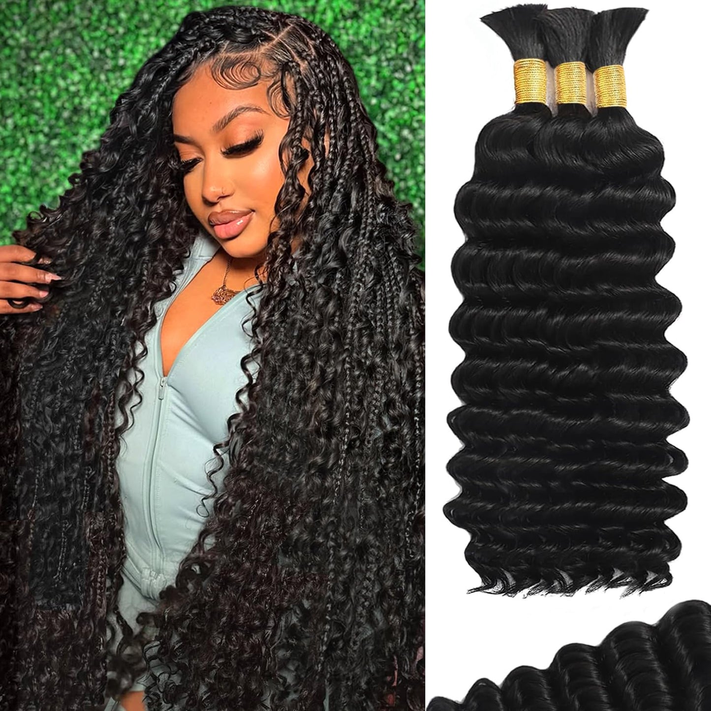 Human Braiding Hair for Boho Braids Bulk Extensions