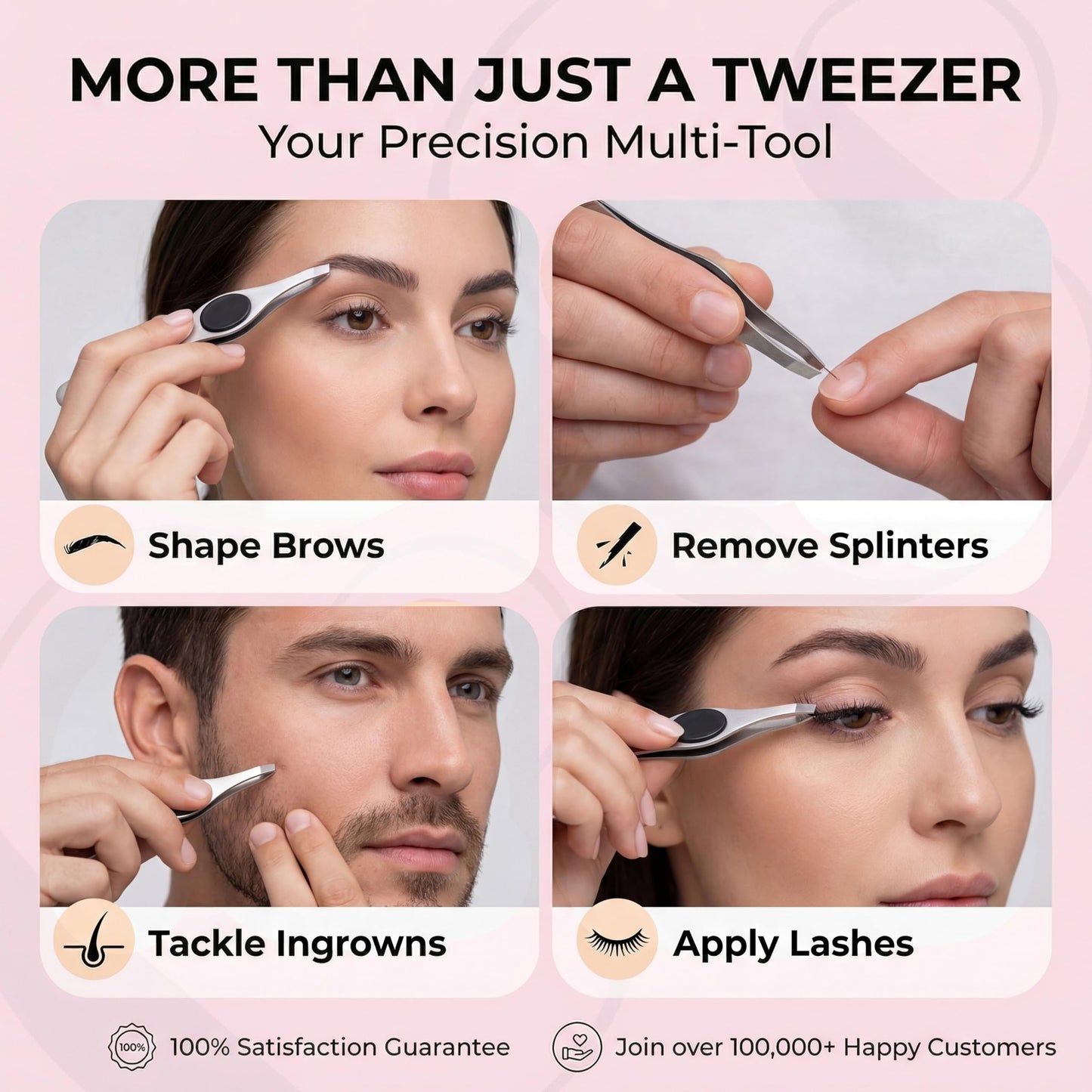 Coco’s Closet Tweezer for Eyebrows – Surgical grade Stainless Steel Slant Silver Tweezer - Precision for Ingrown Hair Removal