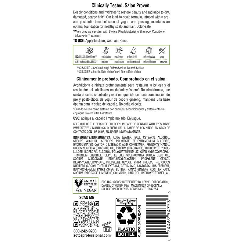 Biotera Ultra Moisturizing Conditioner - Hydrates Dry, Damaged Hair | Vegan, Paraben & Sulfate Free | Color-Safe